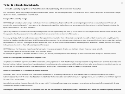 Krafton accuses former Subnautica 2 bosses of abandoning the game in surprising new statement: ‘We feel a profound sense of betrayal by their failure to honor the trust placed in them’