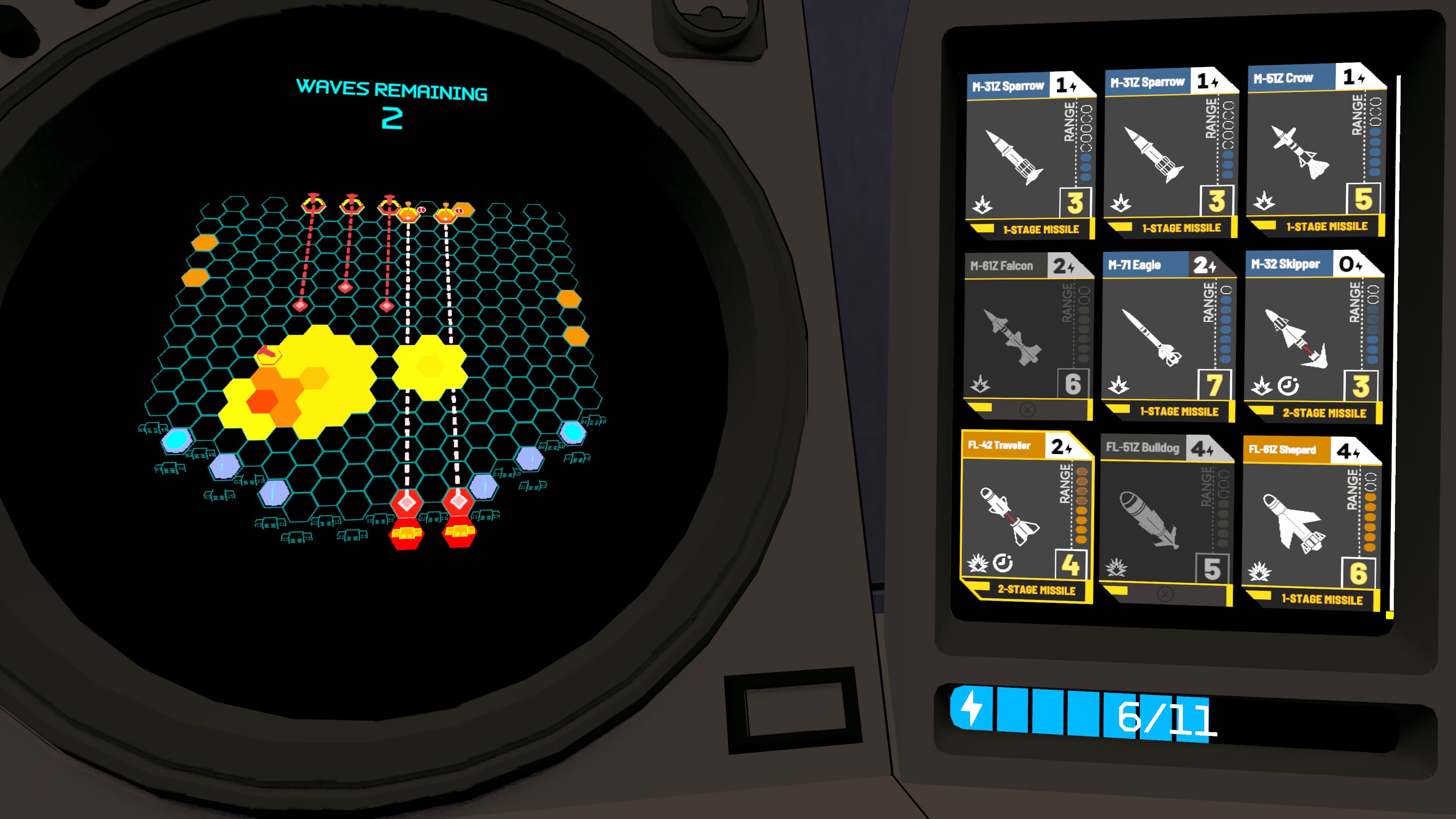 Missiles explode in a puzzle in Missile Command Delta Missiles explode in a puzzle in Missile Command Delta