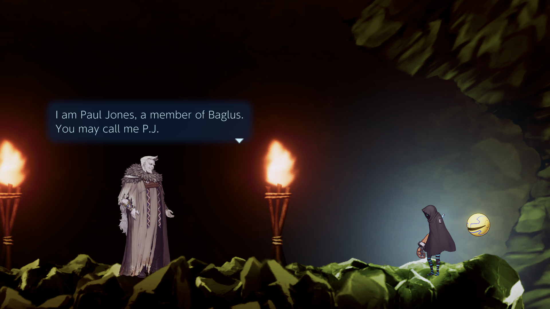 Meeting an NPC in Shadow Labyrinth.