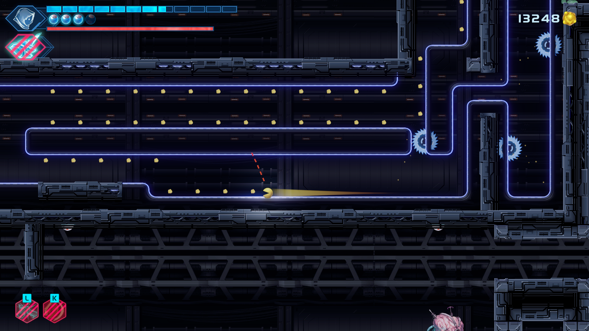 One of the Pac-Man-like maze sections in Shadow Labyrinth.