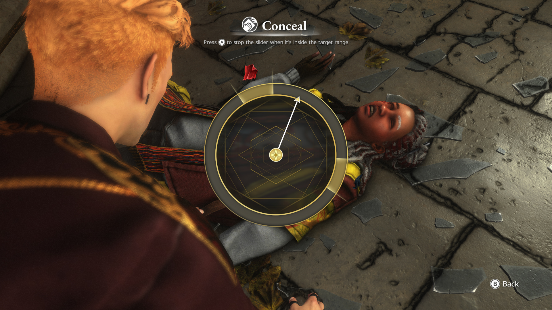 A killer covering up evidence with a minigame