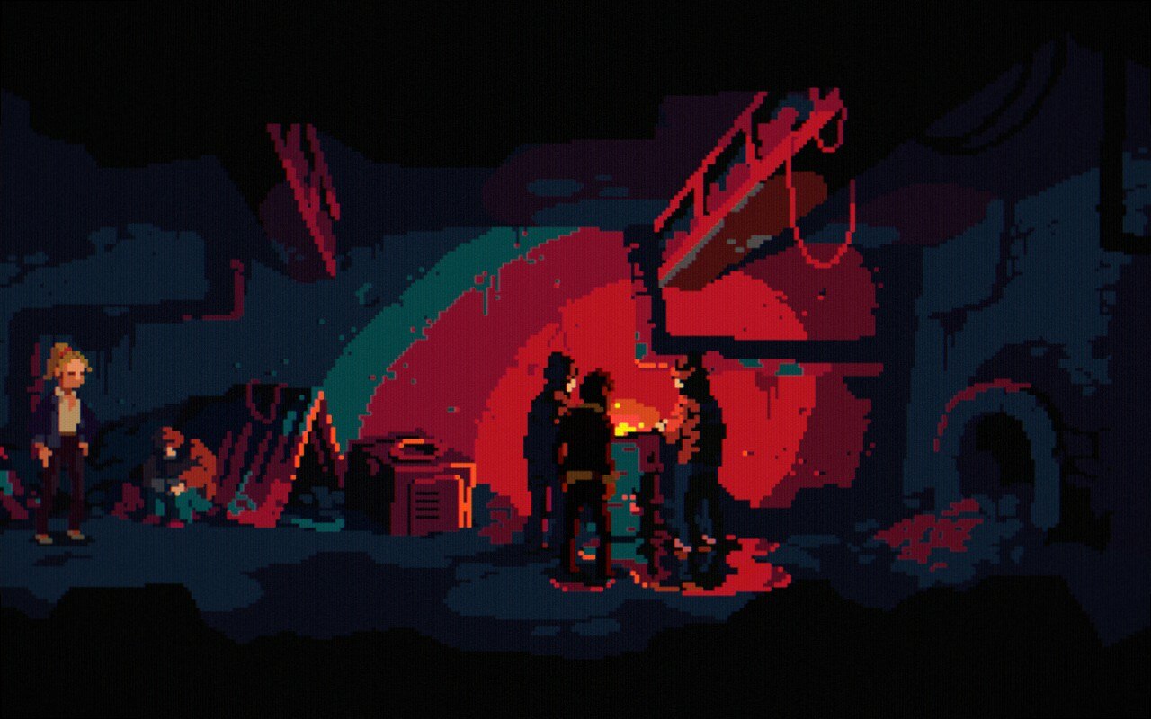 A screenshot of The Drifter, showing the protagonist in a grimy urban environment