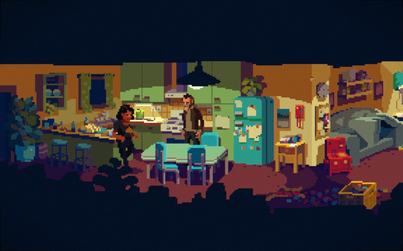 A screenshot of The Drifter, showing the protagonist in a grimy urban environment