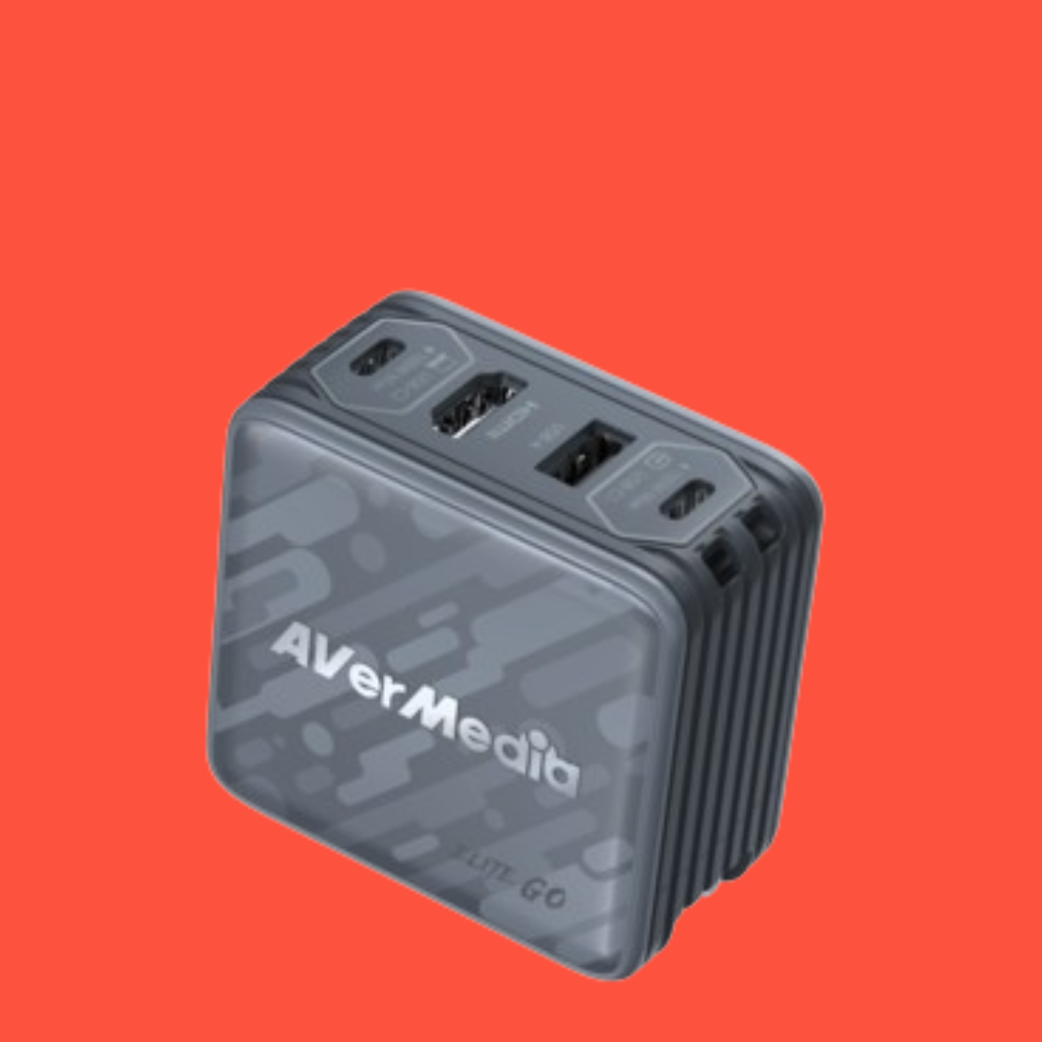 The AVerMedia Elite Go GC13PRO on a red background