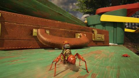 WIllow on an ant, looking at the briefcase in Grounded 2