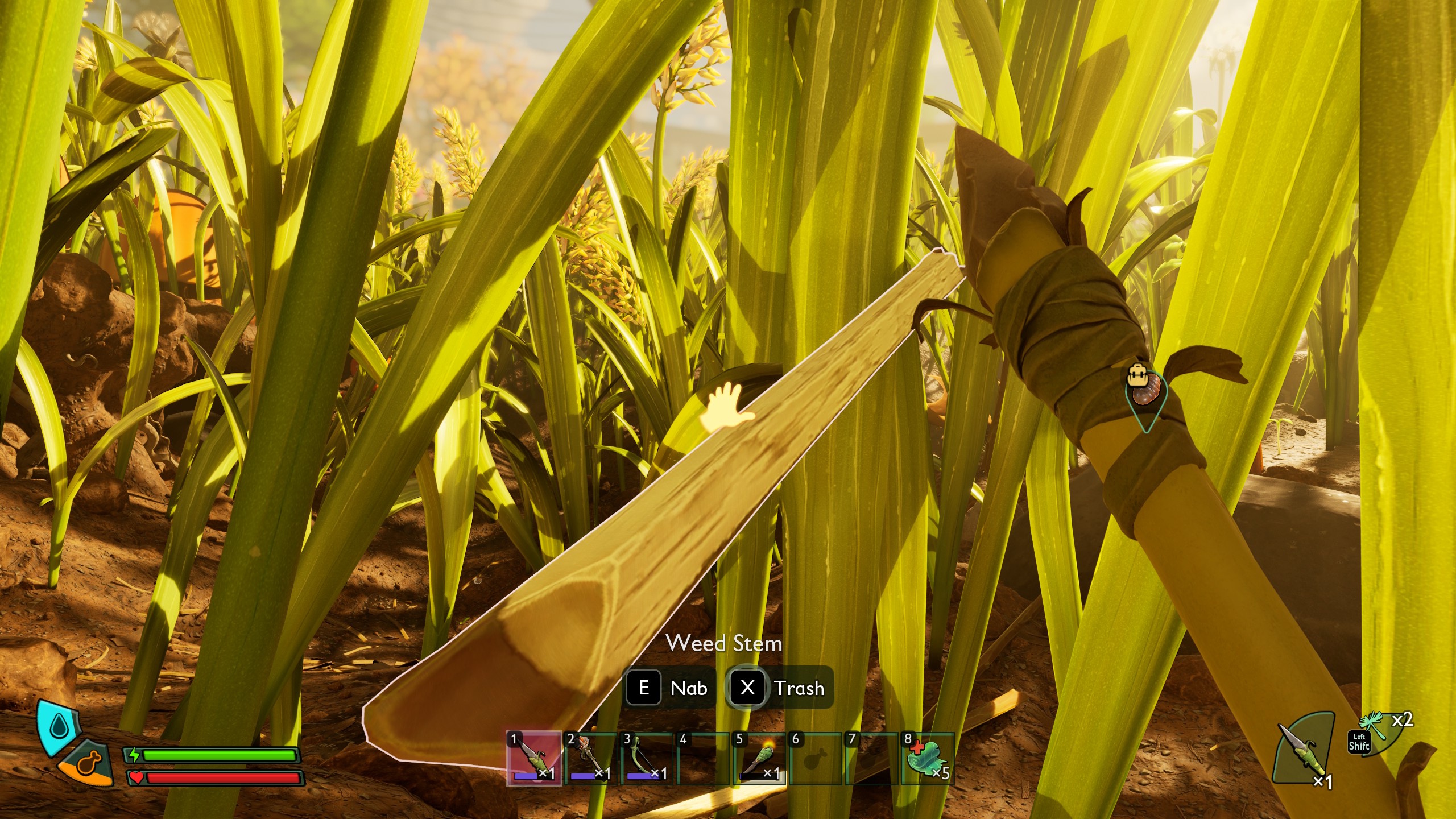 A player character harvesting weed stems in Grounded 2 A player character harvesting weed stems in Grounded 2