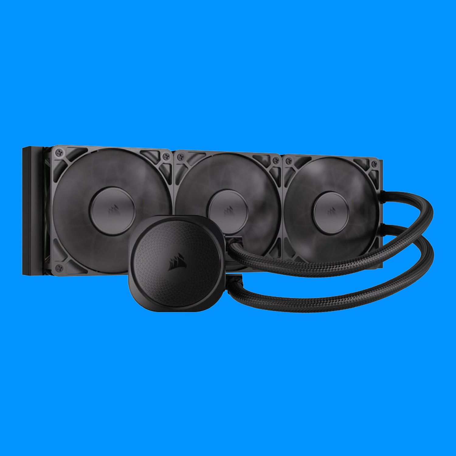 A liquid cooler on a colourful background.