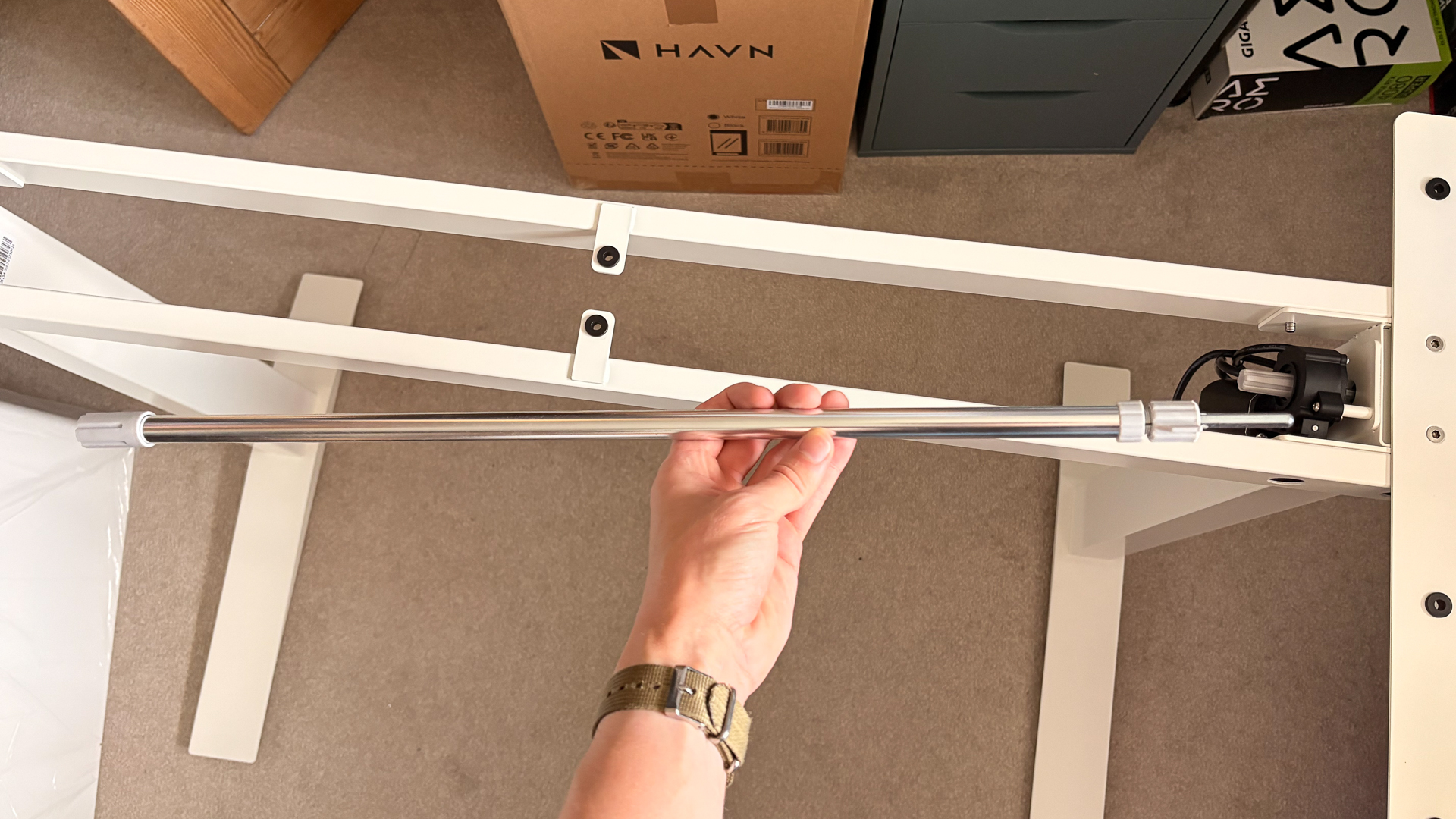 An Autonomous SmartDesk 5 being put together and installed in an office.