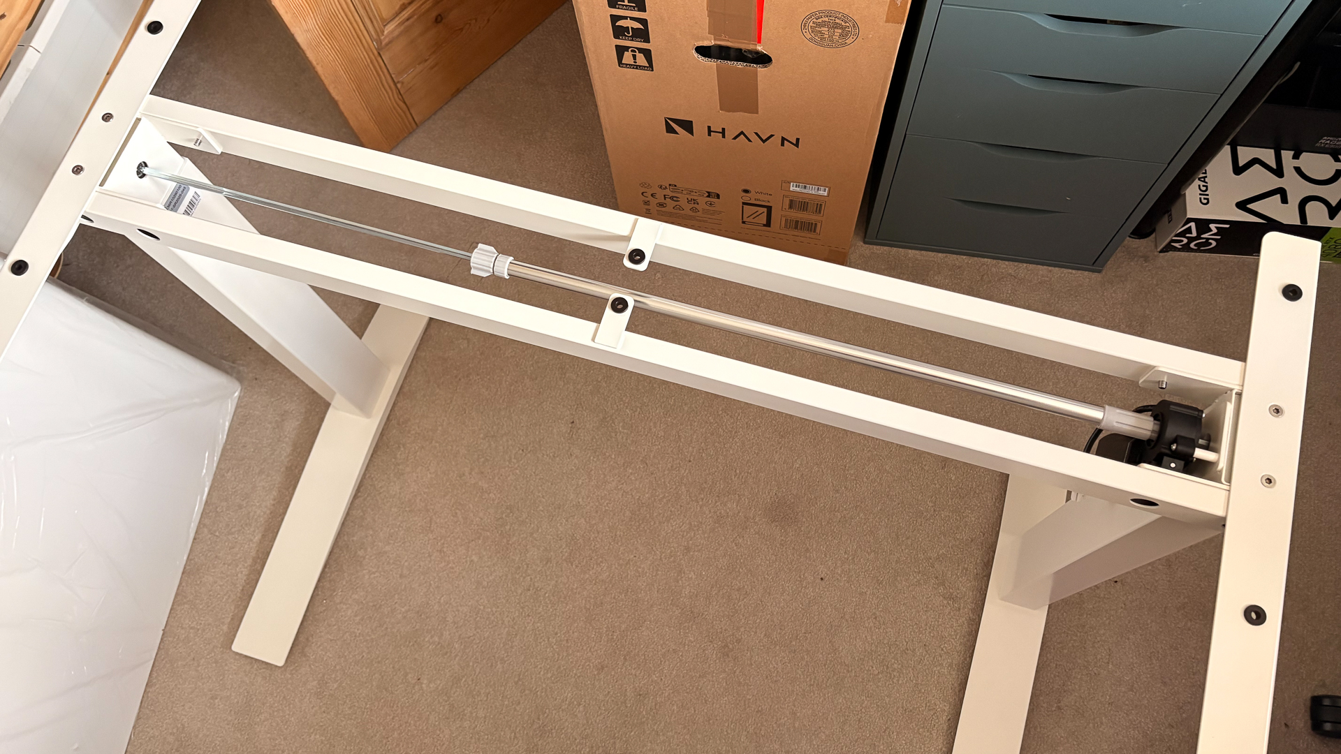 An Autonomous SmartDesk 5 being put together and installed in an office.