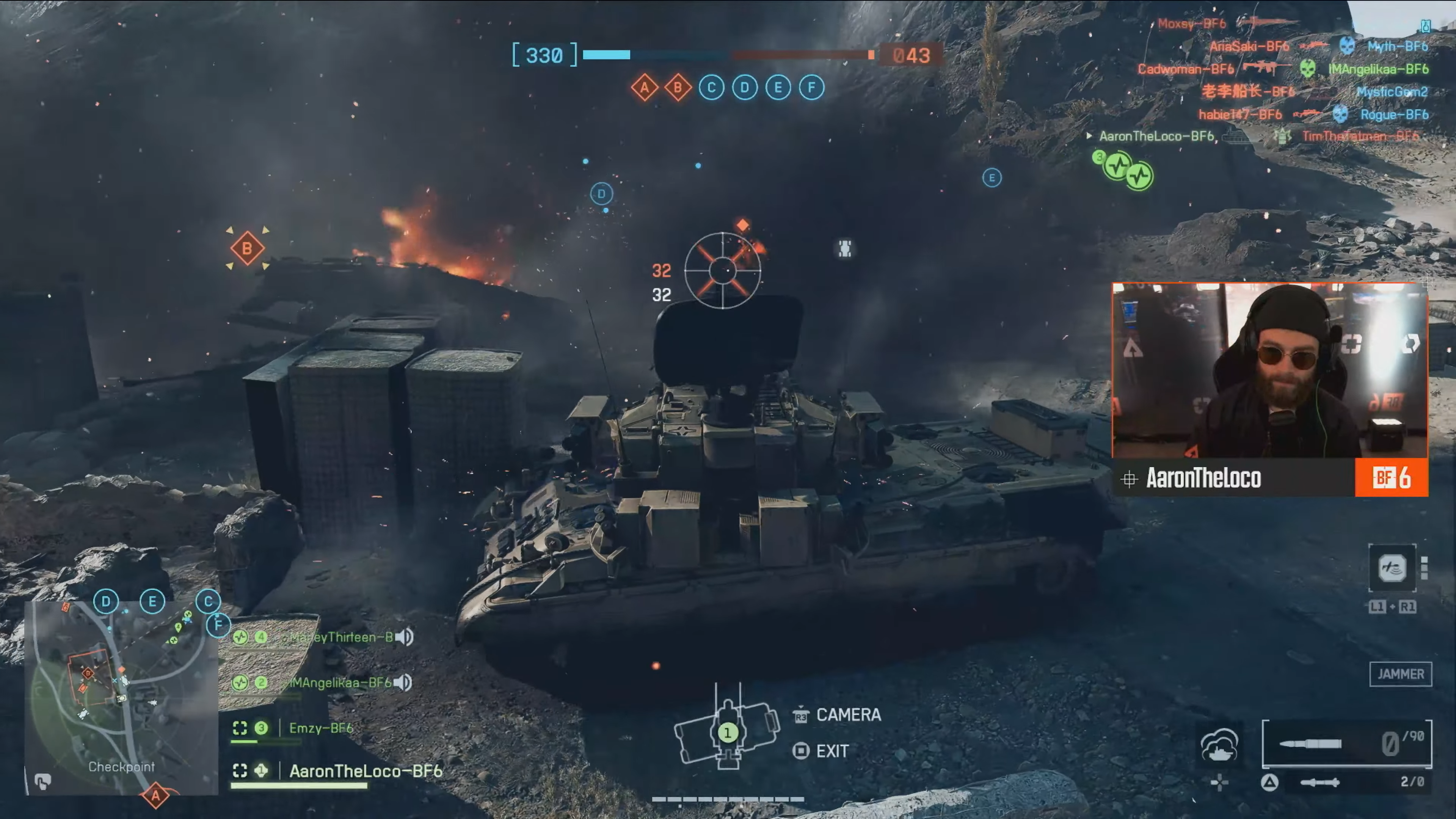 Streamer AaronTheLoco deletes an enemy infantryman with an AA vehicle.