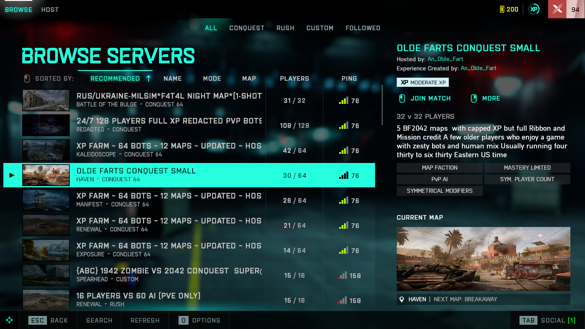 Battlefield 2042 Portal server browser