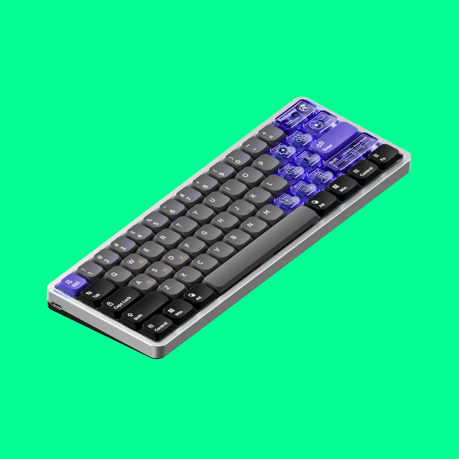 NuPhy gaming keyboard on a green background