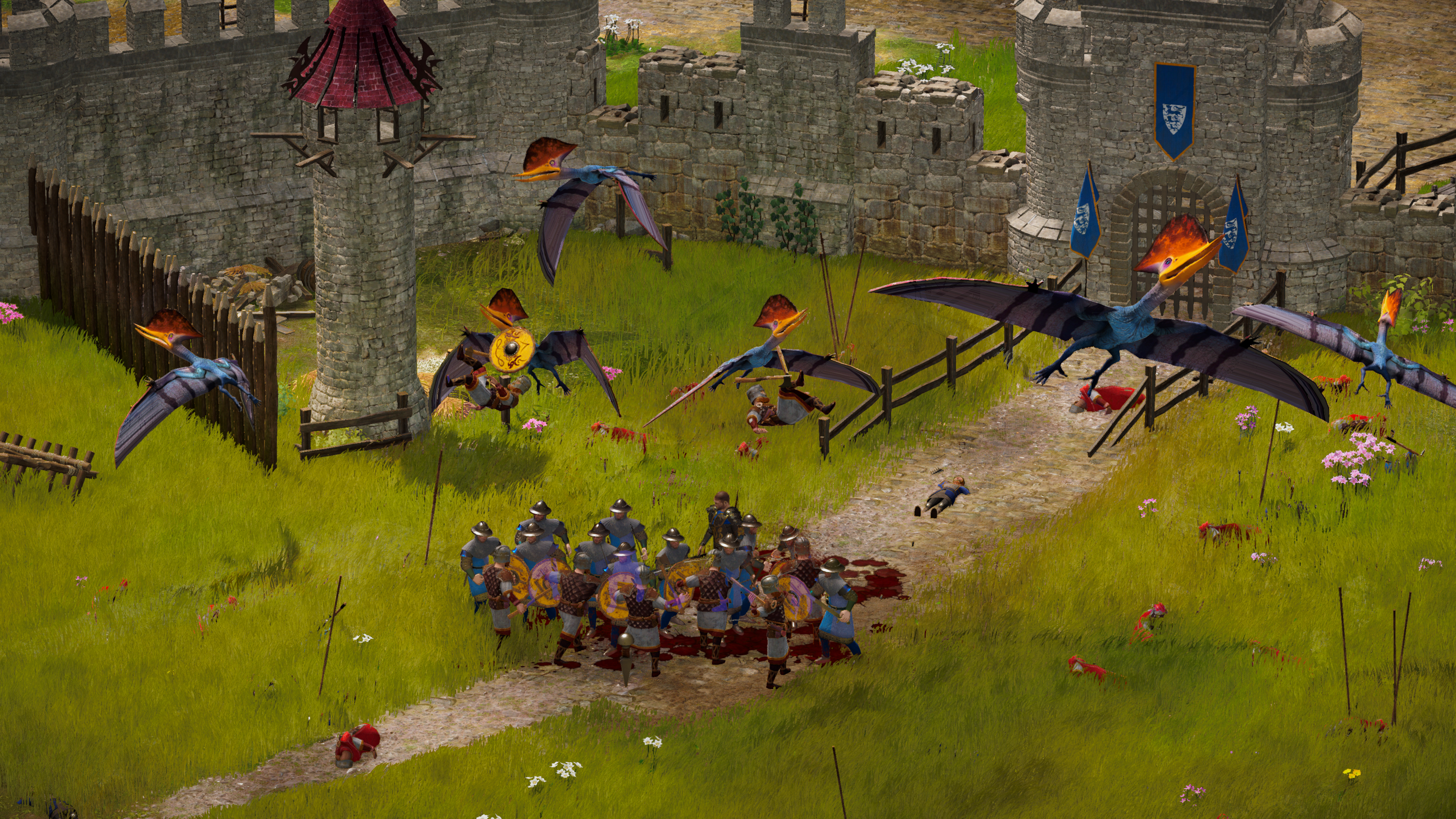 Pteranodons swooping over the battlefield in Dinolords.