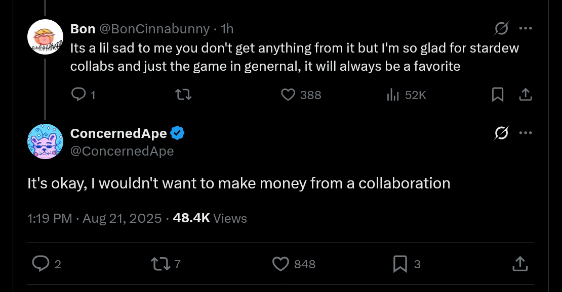 It's okay, I wouldn't want to make money from a collaboration