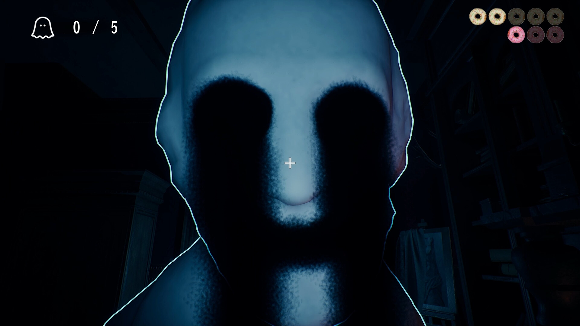 A screenshot from HorrorToleranceTest showing a mysterious white figure with black oozing from its eyes