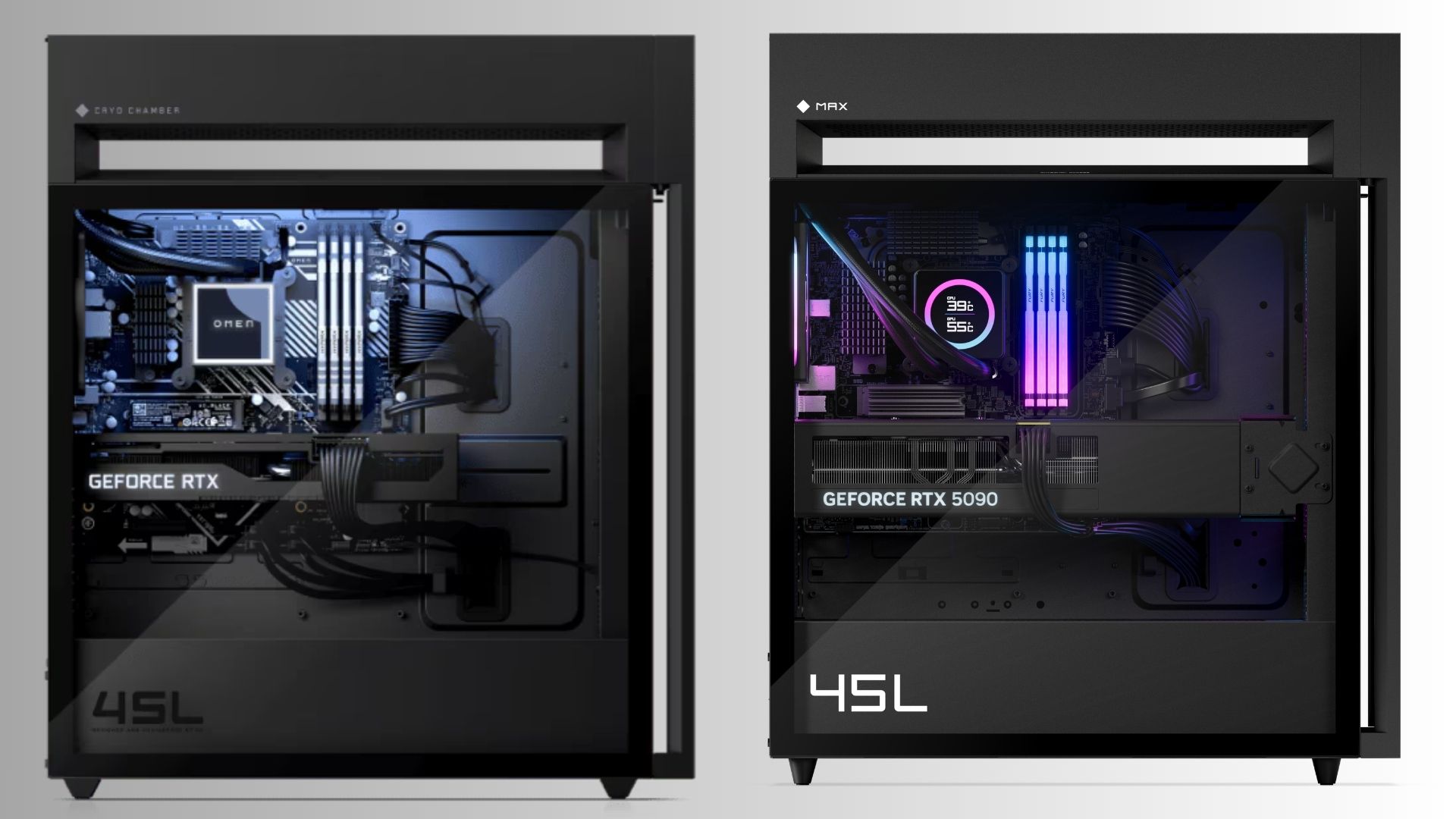 HP Omen 45 and the Omen Max 45L side by side