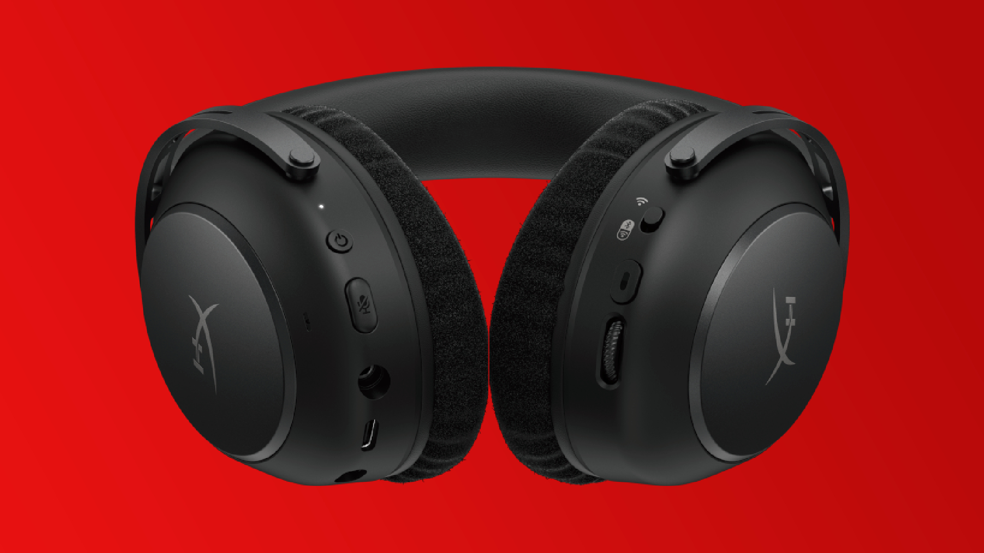 The HyperX Cloud Alpha Wireless 2 headset on a red gradient background