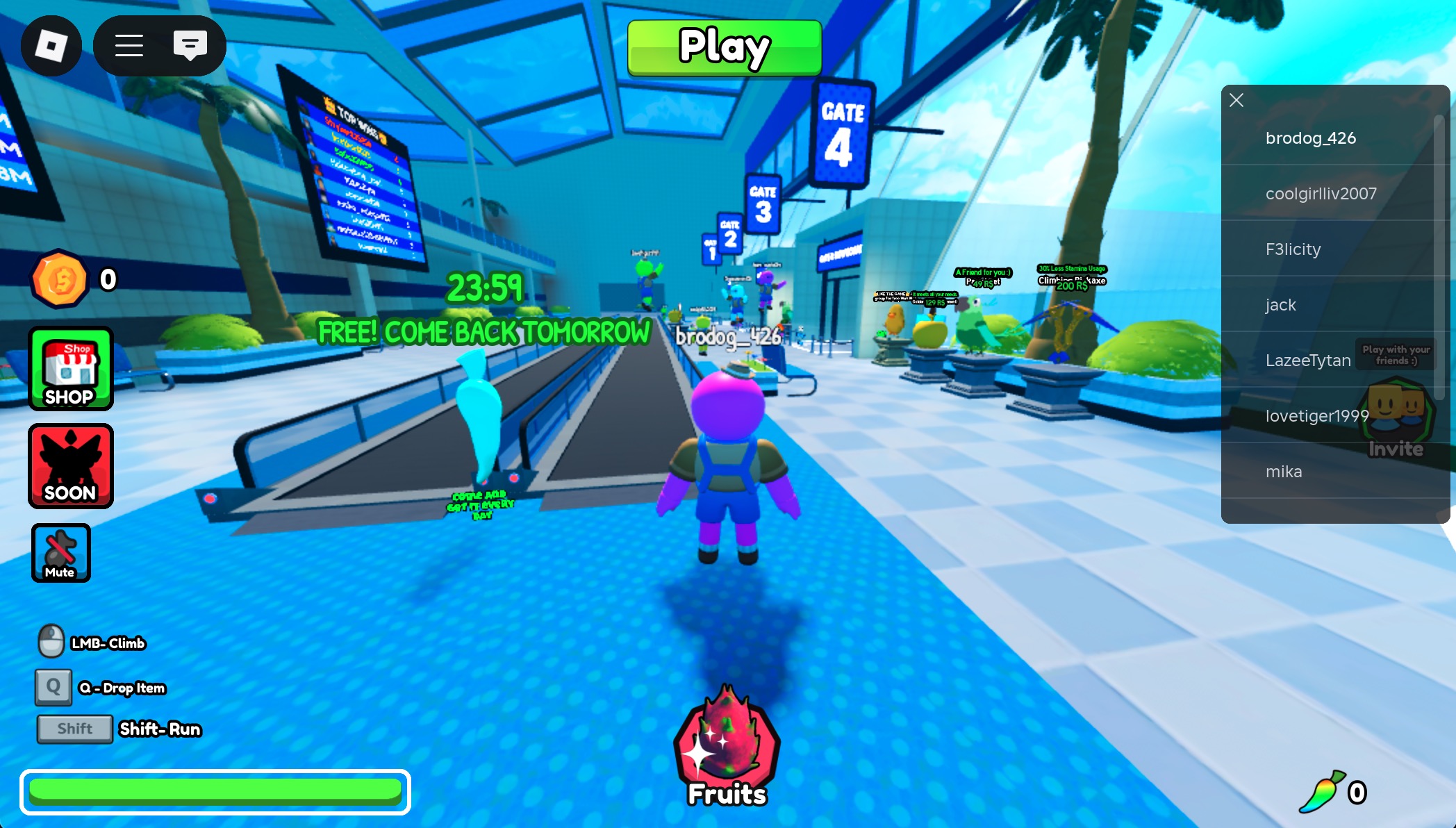 A screenshot from Cliff, a Roblox clone of Peak