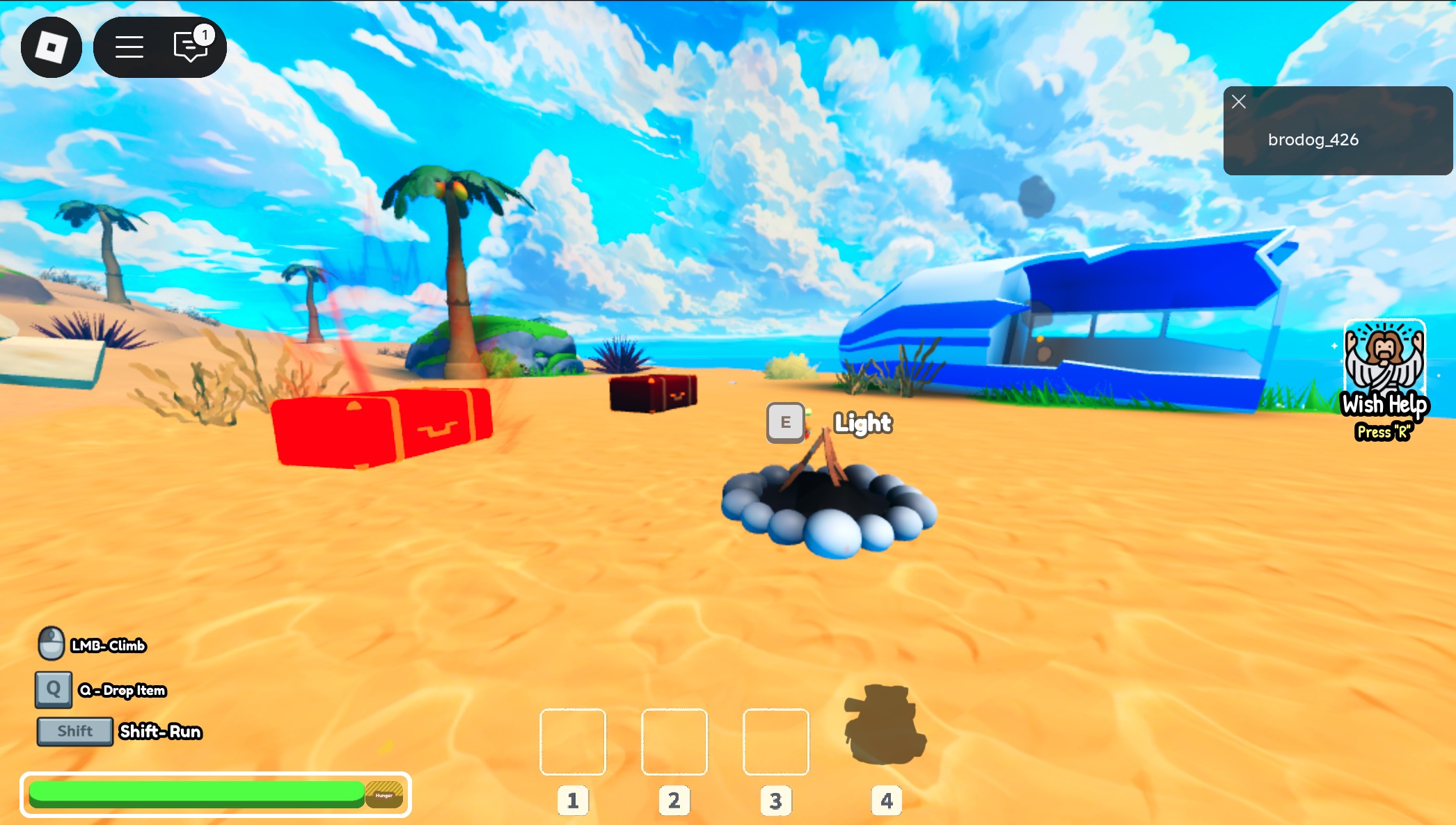 A screenshot from Cliff, a Roblox clone of Peak