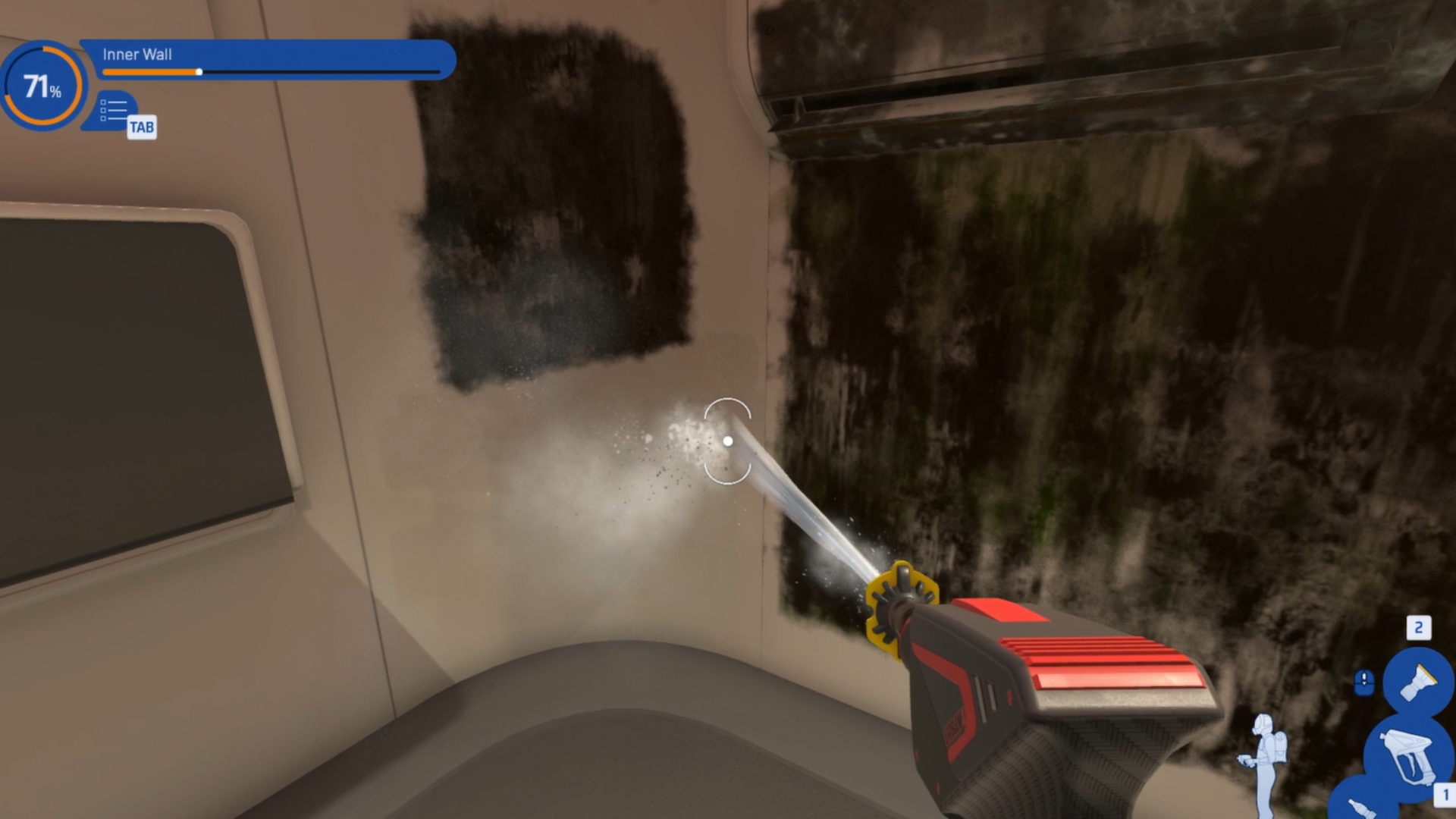 Cleaning the inside of the public toilet