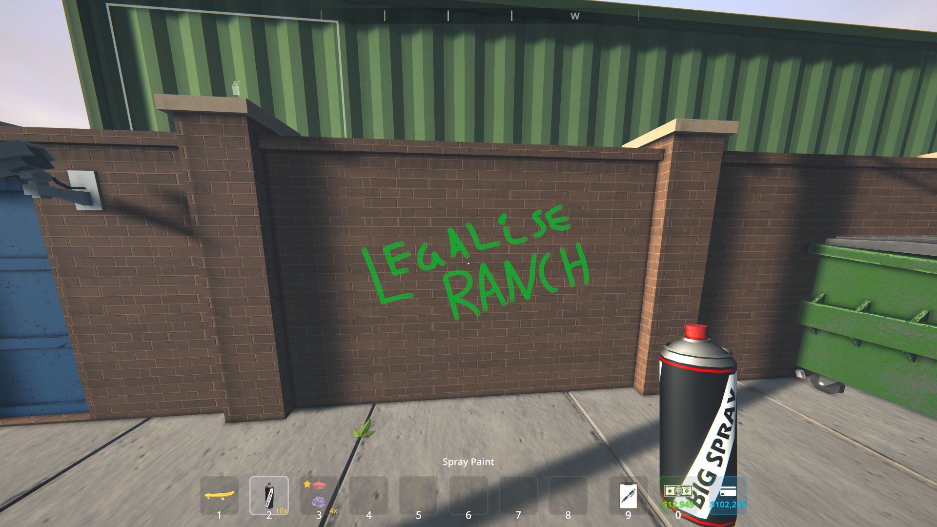 Part of the new Graffiti System in Schedule 1's Rival Cartel update includes walls like this around the town. This painted sign says 