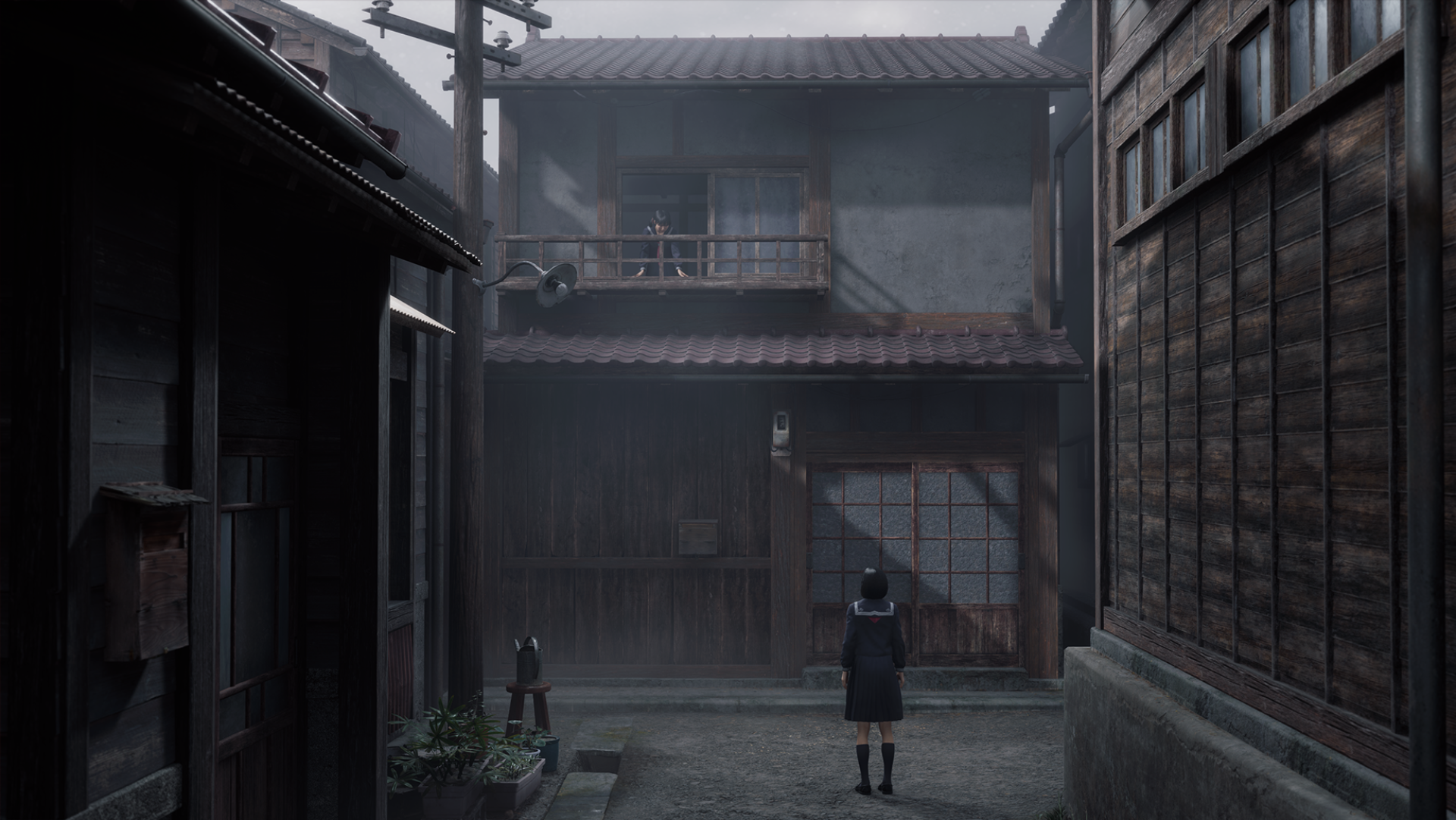 Hinako talking to her friend in a window