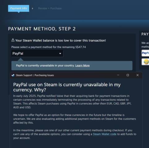 Steam payment headaches grow as PayPal is no longer usable for much of the world: Valve hopes to bring it back in the future, ‘but the timeline is uncertain’