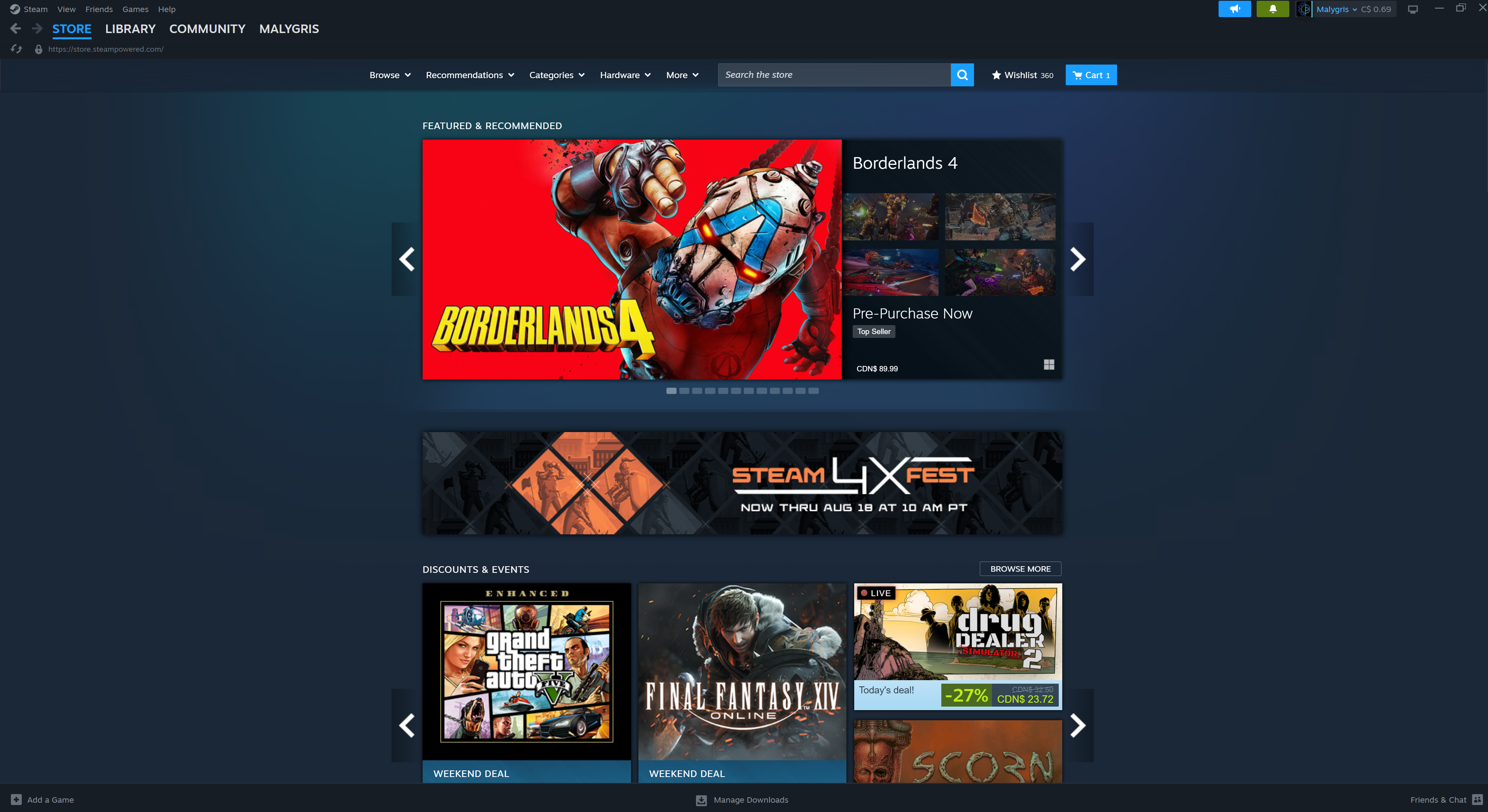 Steam store front page
