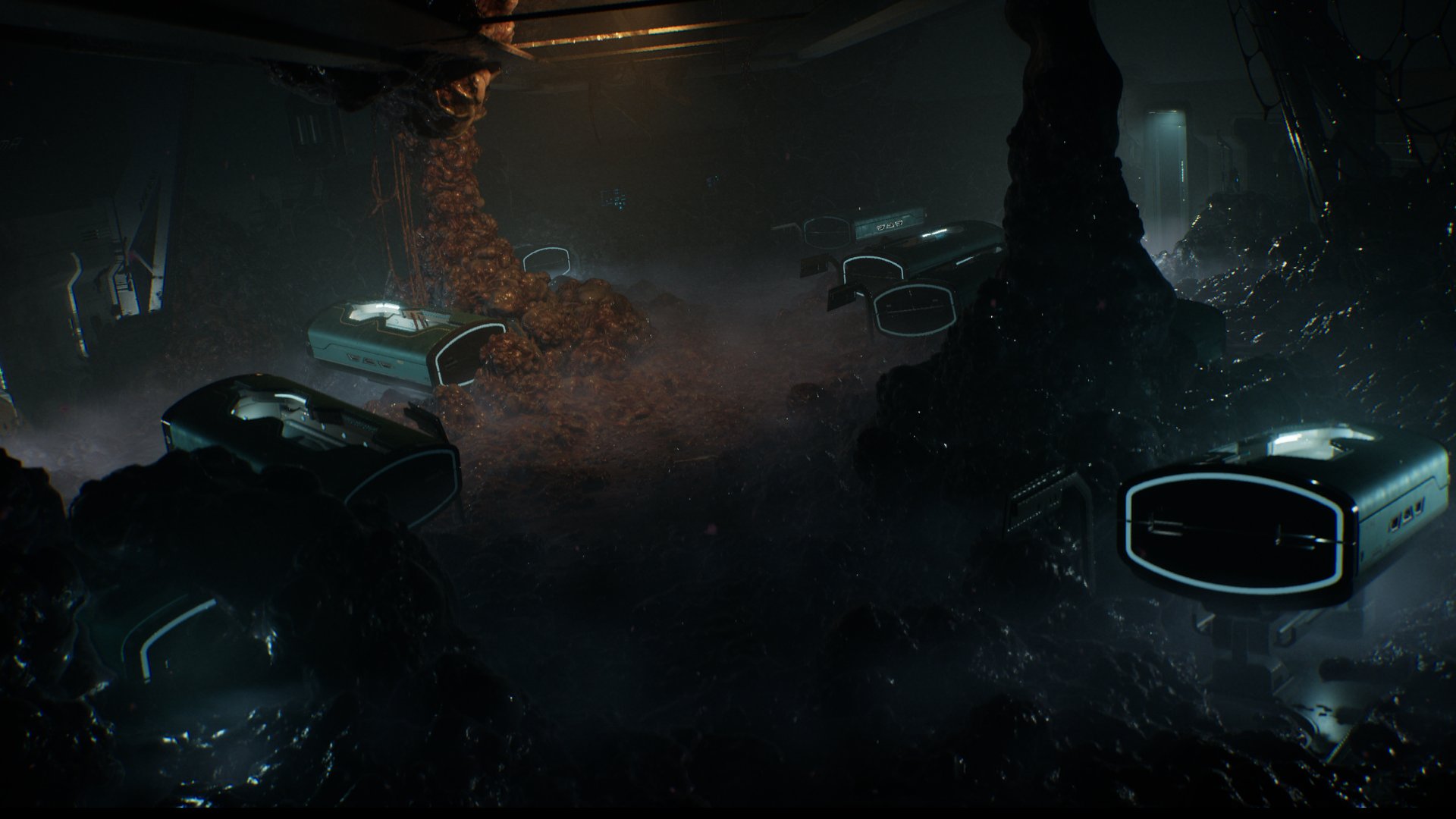 Sleep pods surrounded by the infection