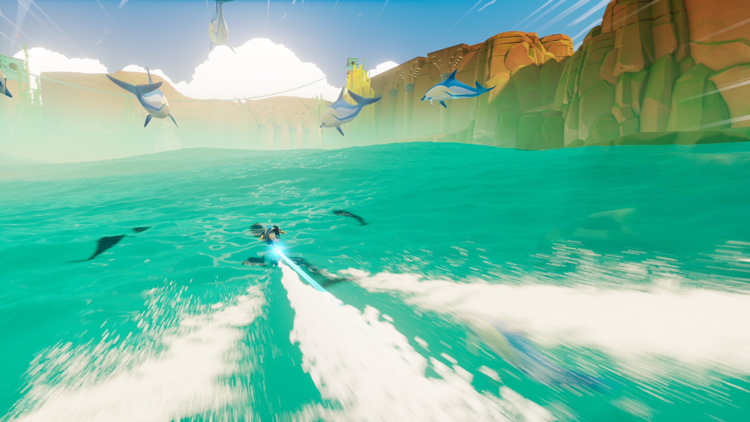 Sword of the Sea review - Riding with dolphins