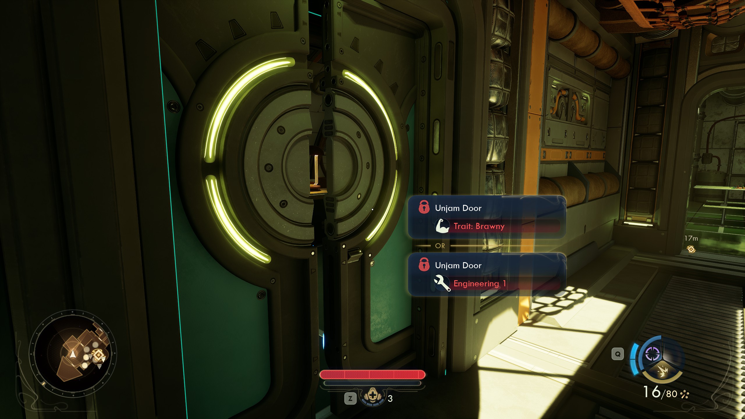 Broken door in Outer Worlds 2 with multiple options to get past it
