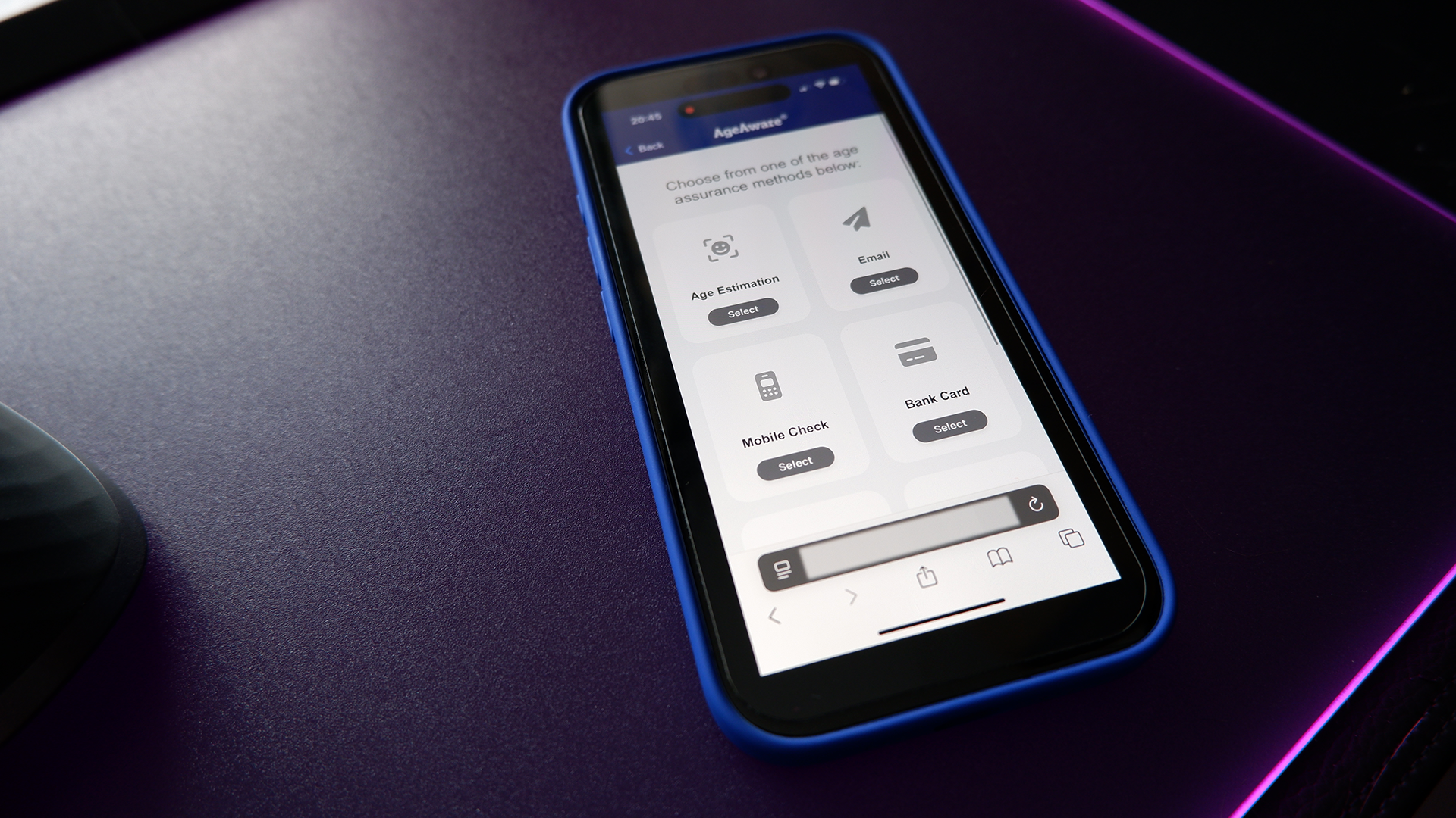 The AgeAware demonstration video on an iPhone.
