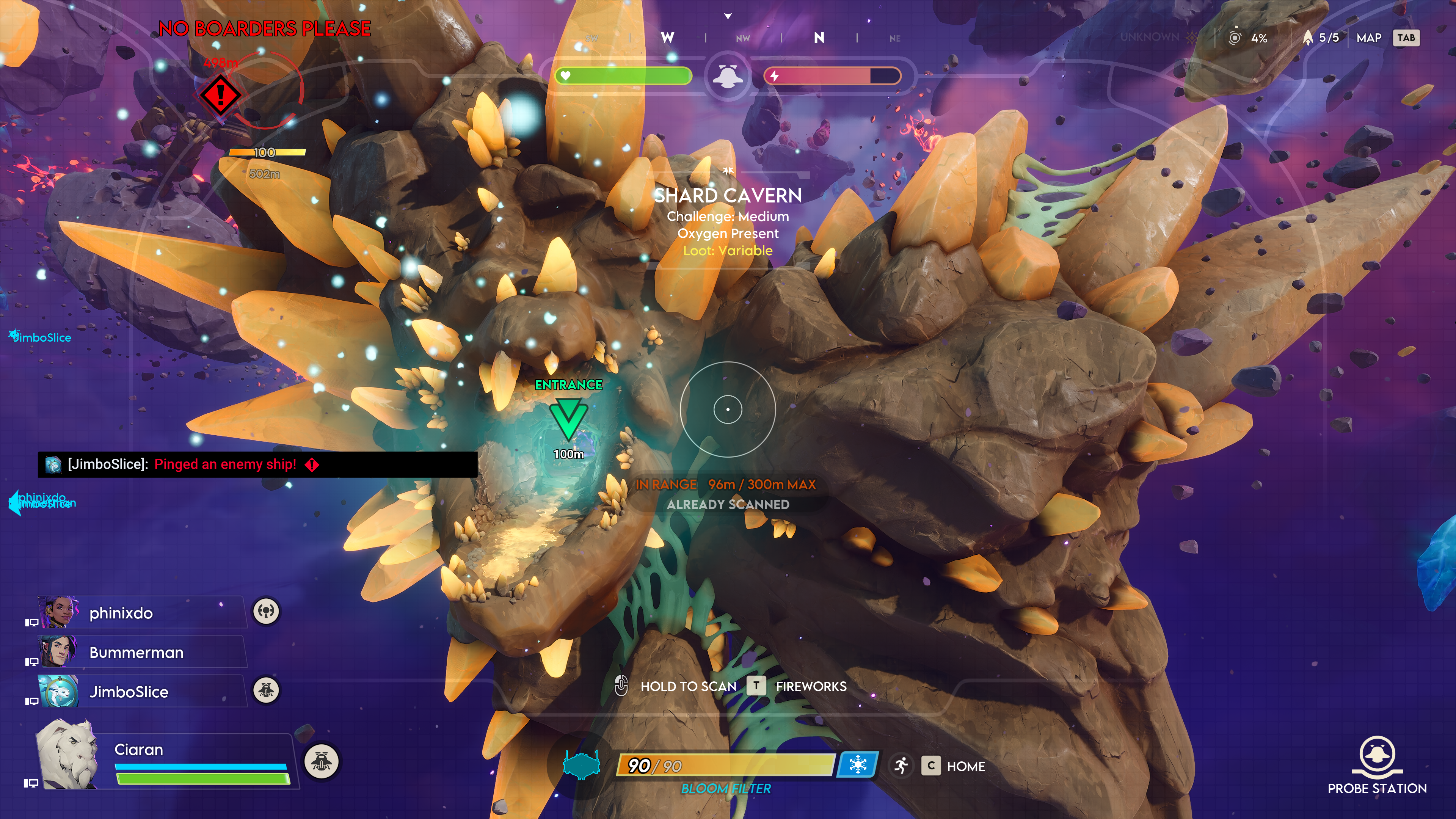 An asteroid in Wildgate covered in yellow spikes with an entrance that looks like the maw of a dragon