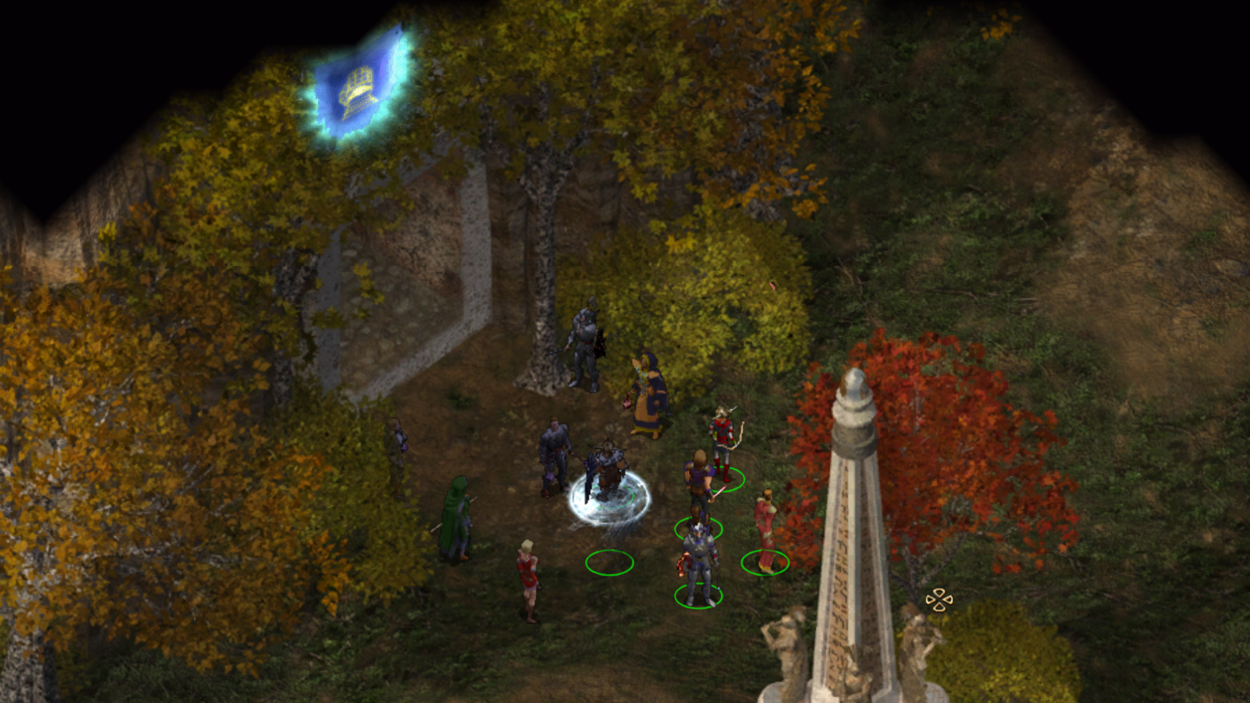 A meeting in a forest in Baldur's Gate 2.