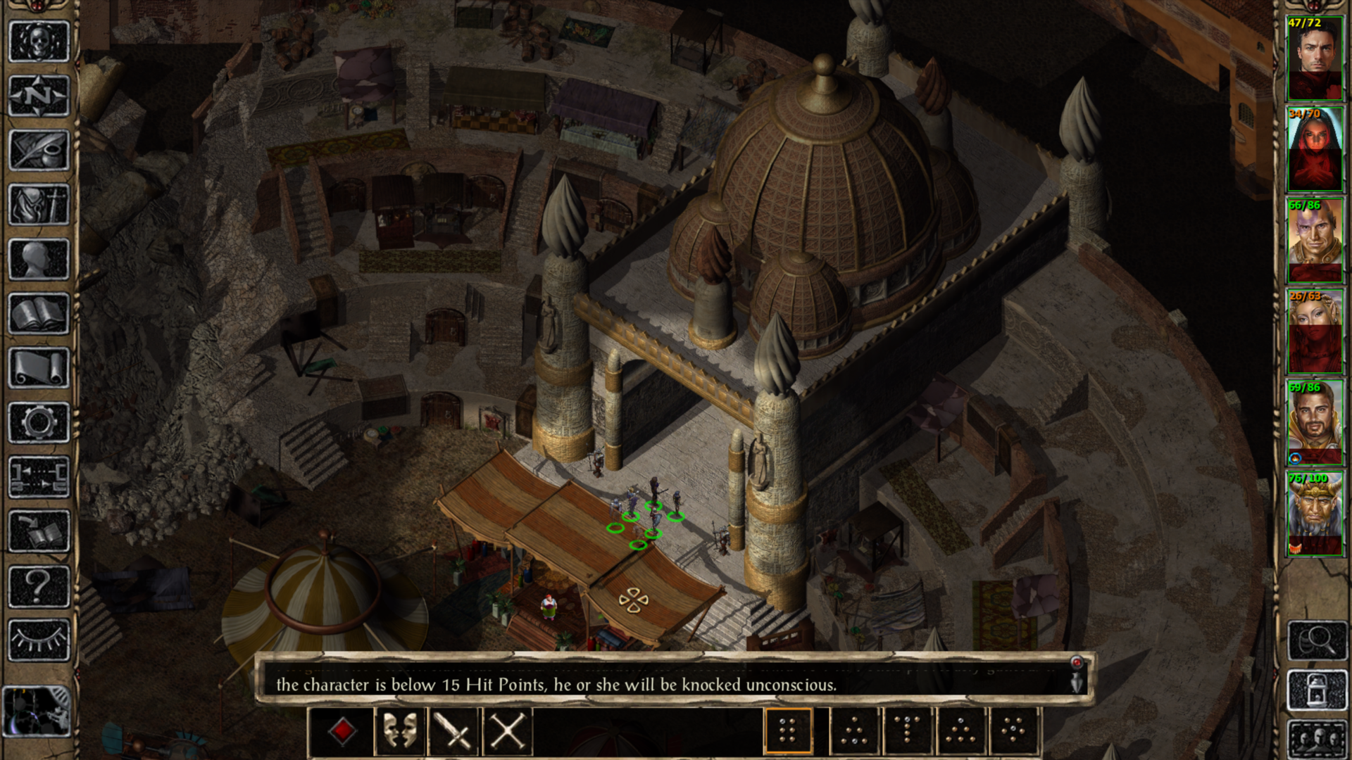 Entering a temple in Baldur's Gate 2.