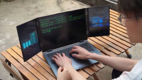 A laptop brand I’ve never heard of beat Razer’s Project Valerie to the market with a three-screen laptop
