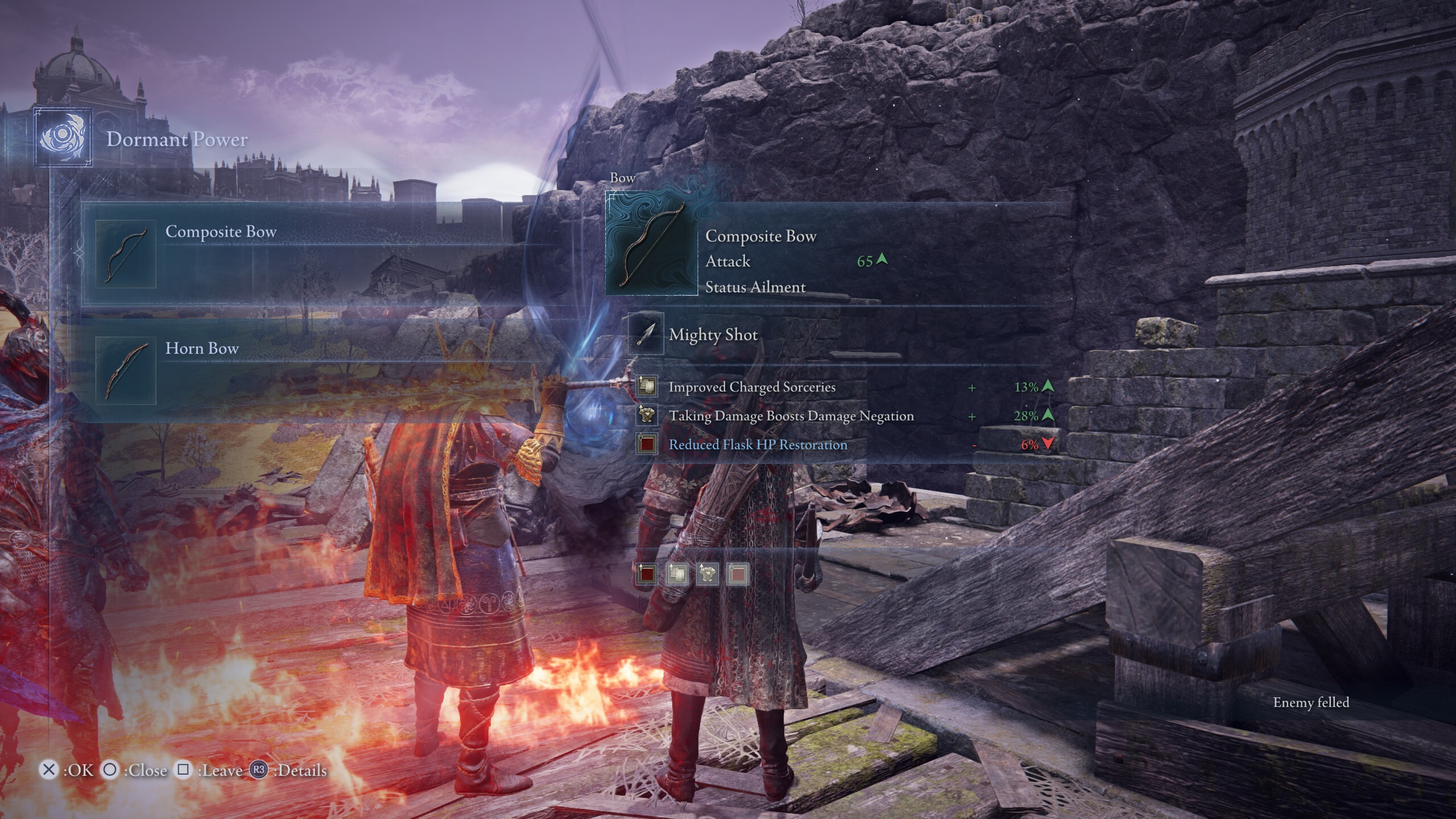 Selecting loot from a vanquished enemy.