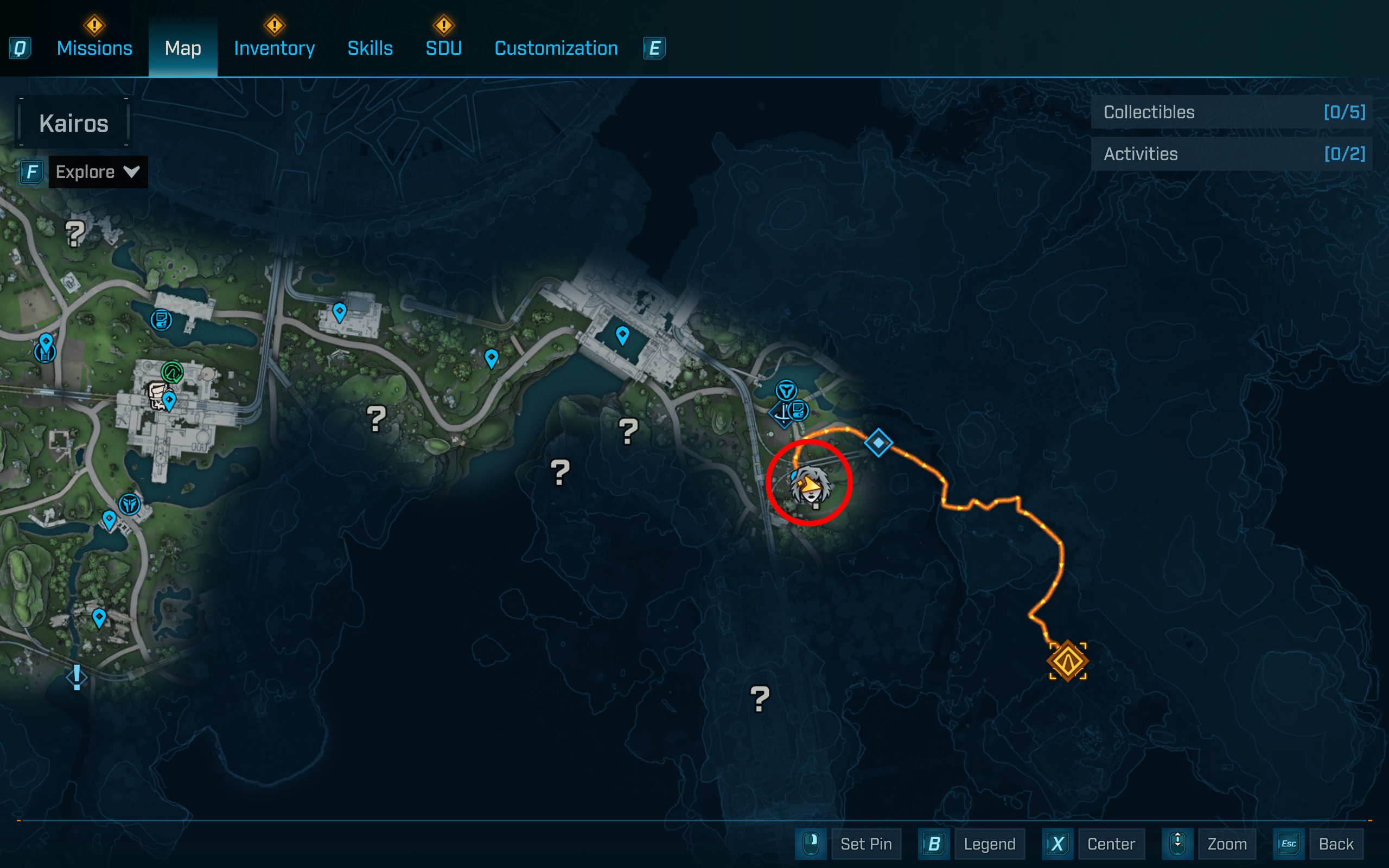 Borderlands 4 vault key fragment locations: A map with a red circle showing a fragment in the east of the Fadefields.