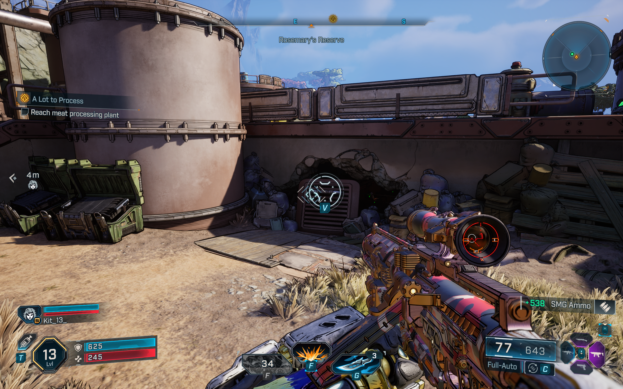 Borderlands 4 vault key fragment locations: A screenshot showing a vent hatch blocking a hidden room.