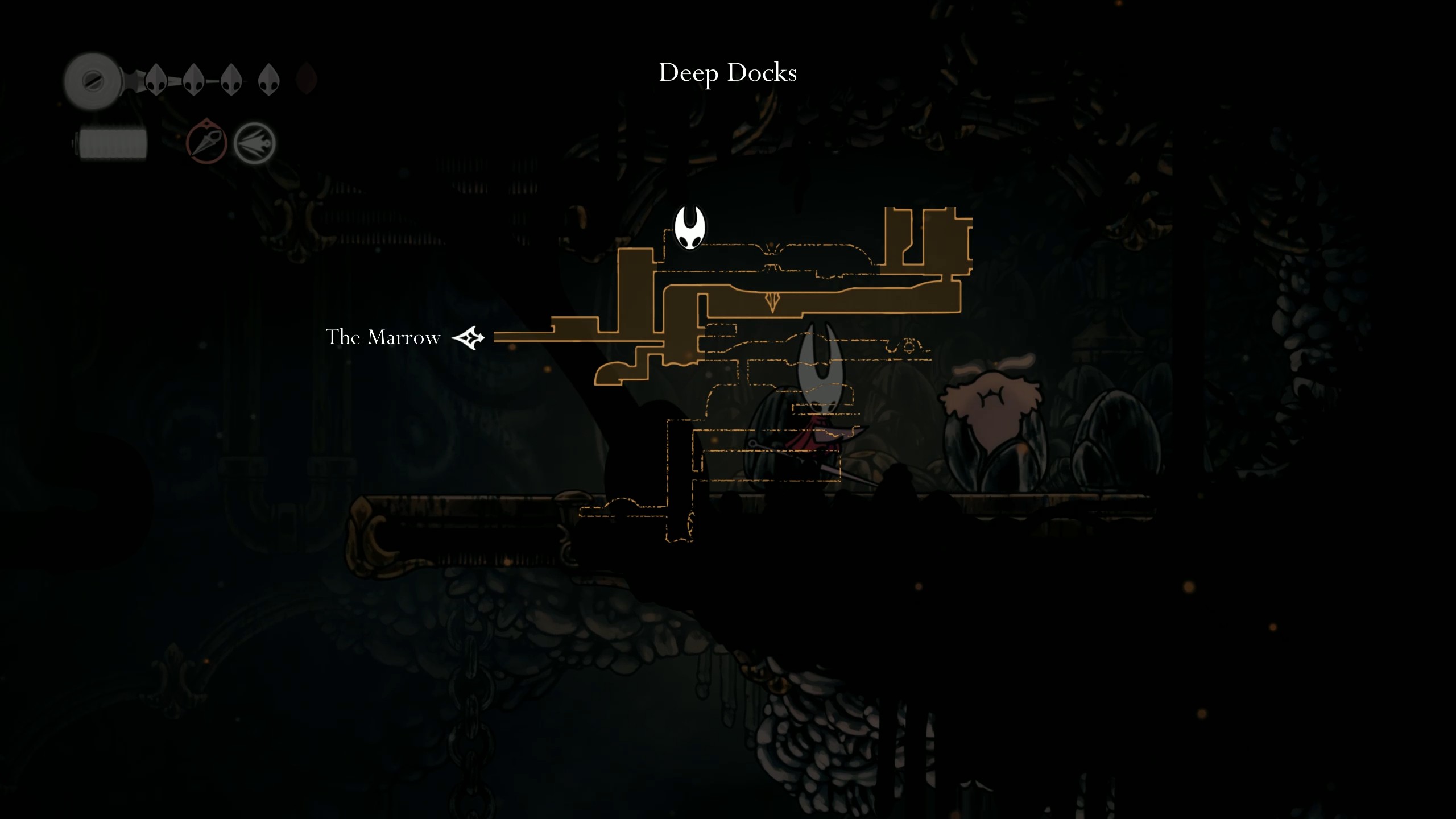 Hollow Knight: Silksong fleas - Deep Dock upper flea map
