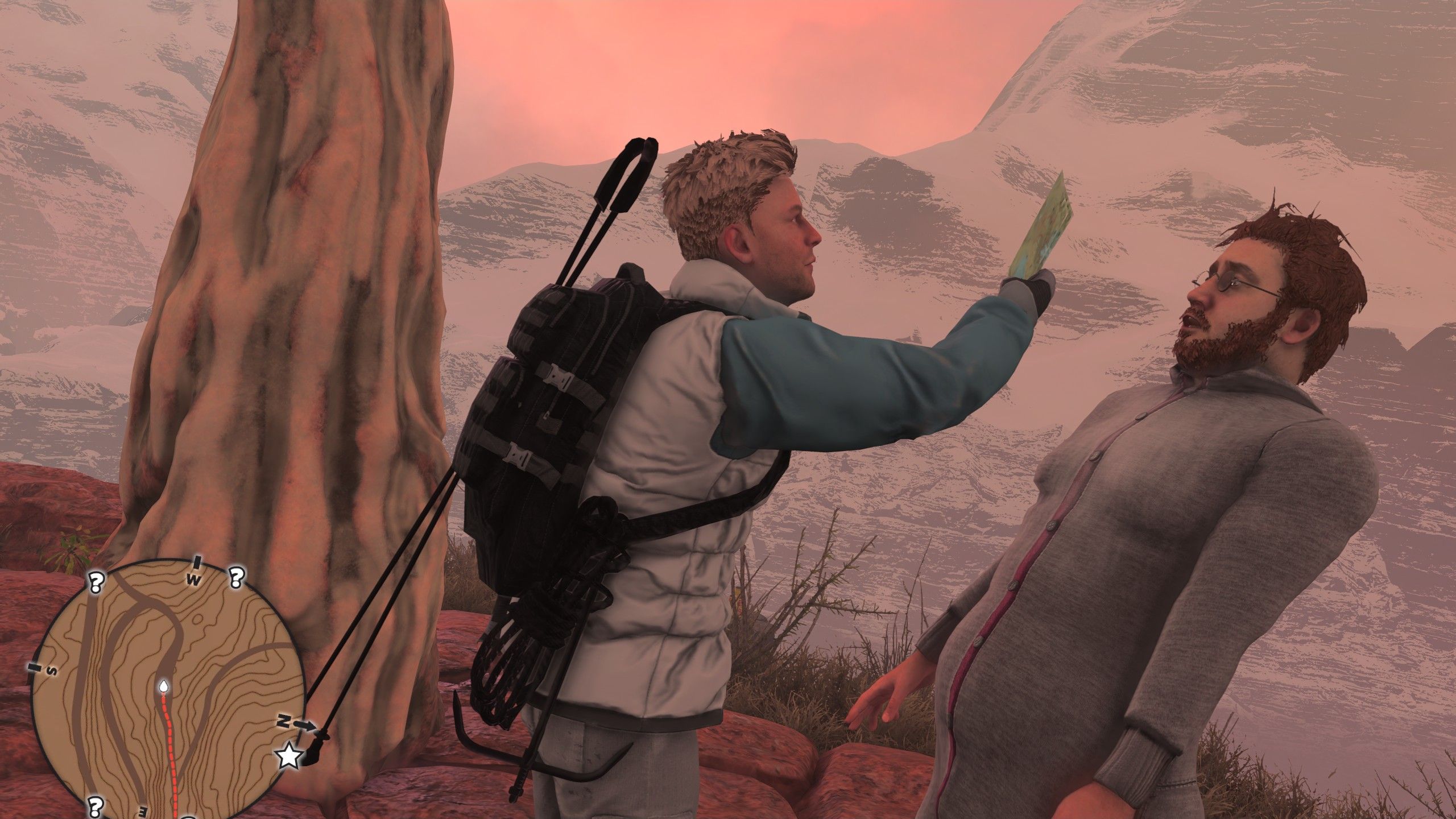 Mike waves a map in Nate's face