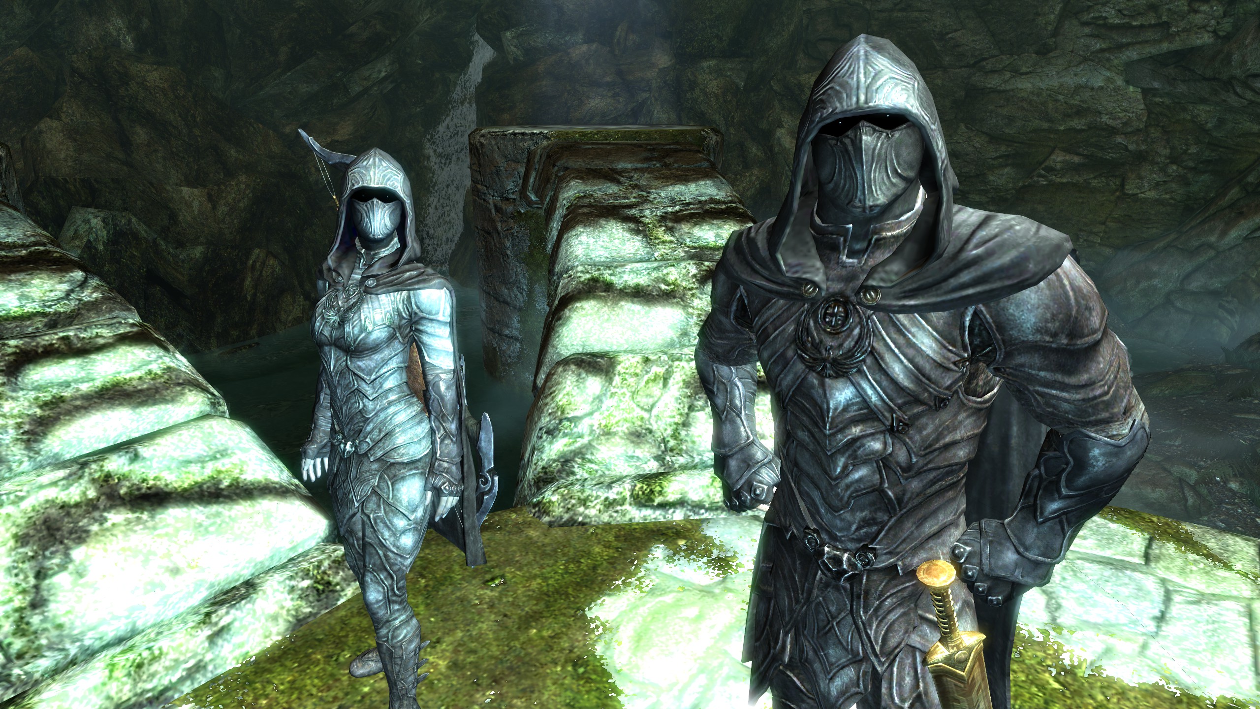 Two nightingales in their hooded cloaks