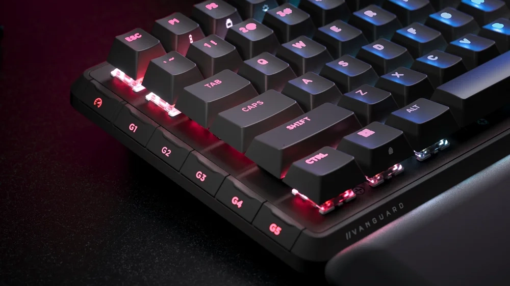 The Corsair Vanguard 96 gaming keyboard in promotional images.