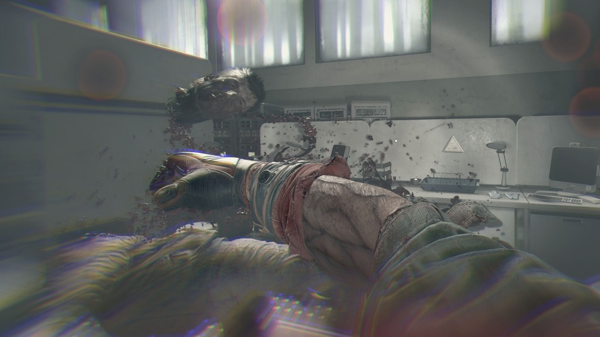 Kyle Crane punching a guy's head off