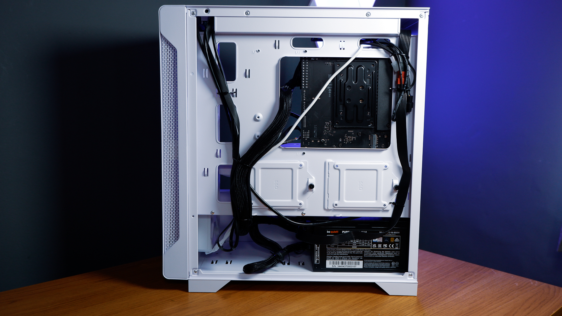 A white gaming PC built using a Thermaltake PC case, Cooler Master fans, and an AMD CPU.
