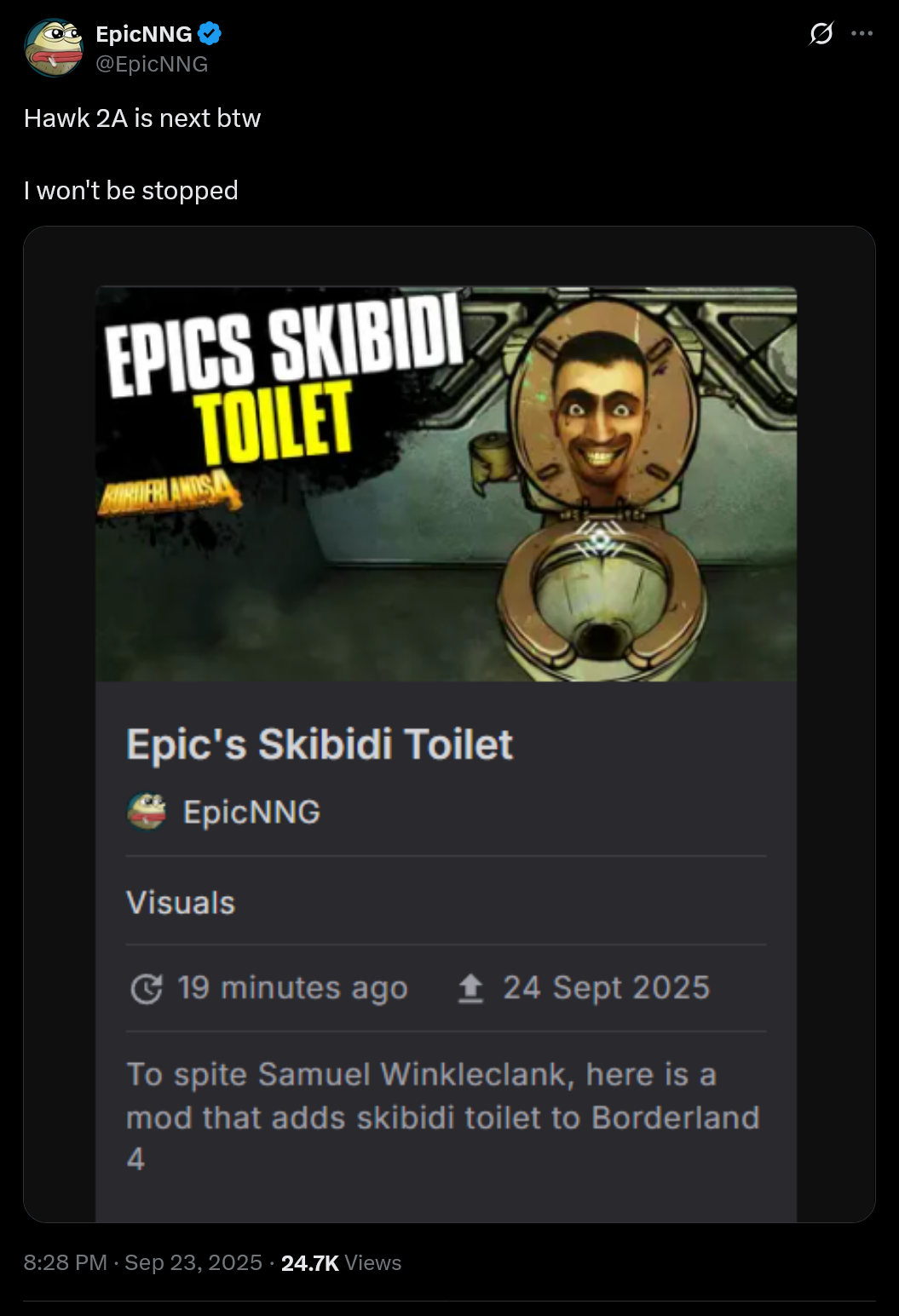 Hawk 2A is next btw. I won't be stopped.