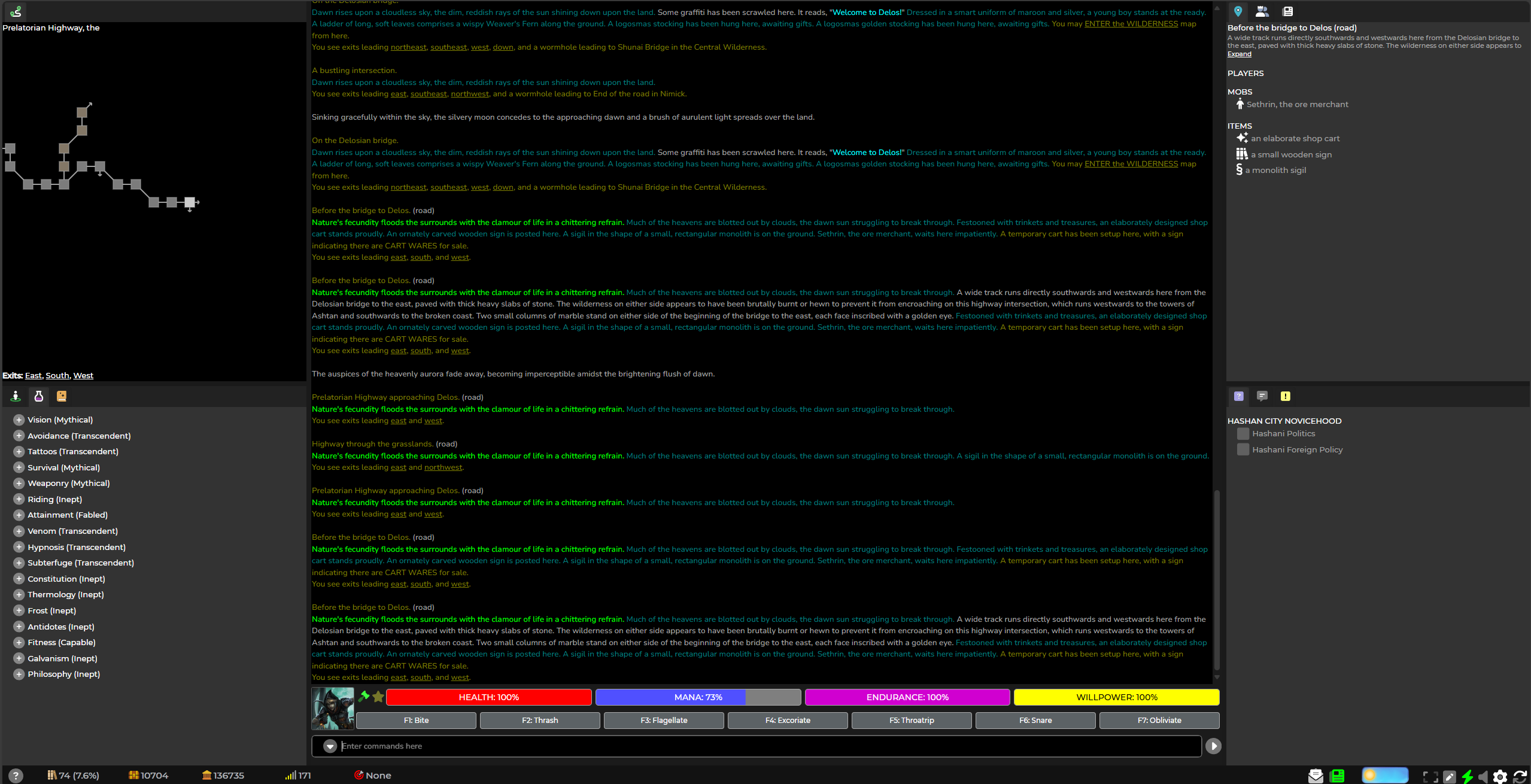 Achaea running in a browser.