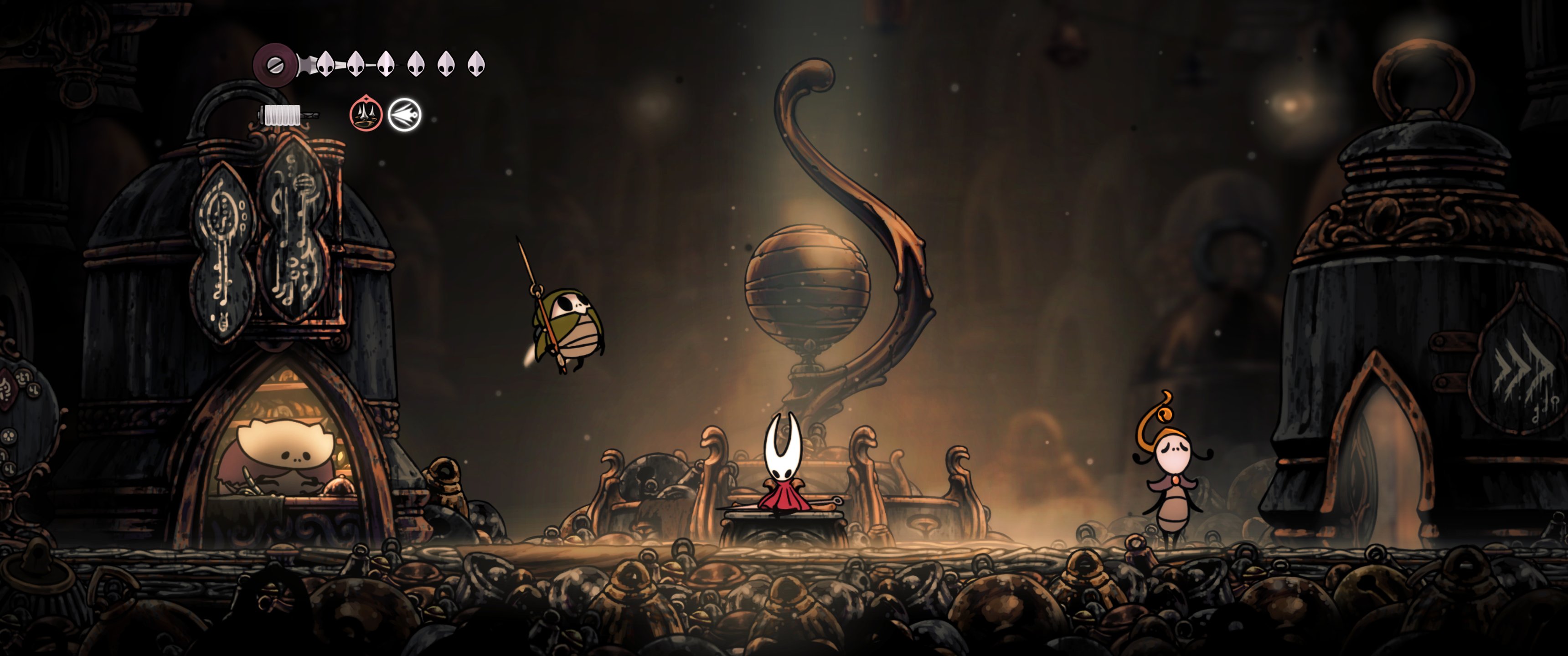 A Hollow Knight Silksong screenshot showcasing its support of an ultrawide 21:9 aspect ratio