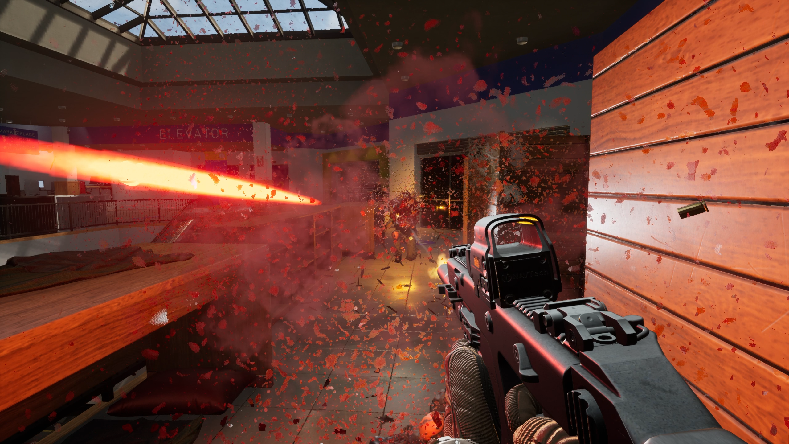 Blood splatters on the screen.