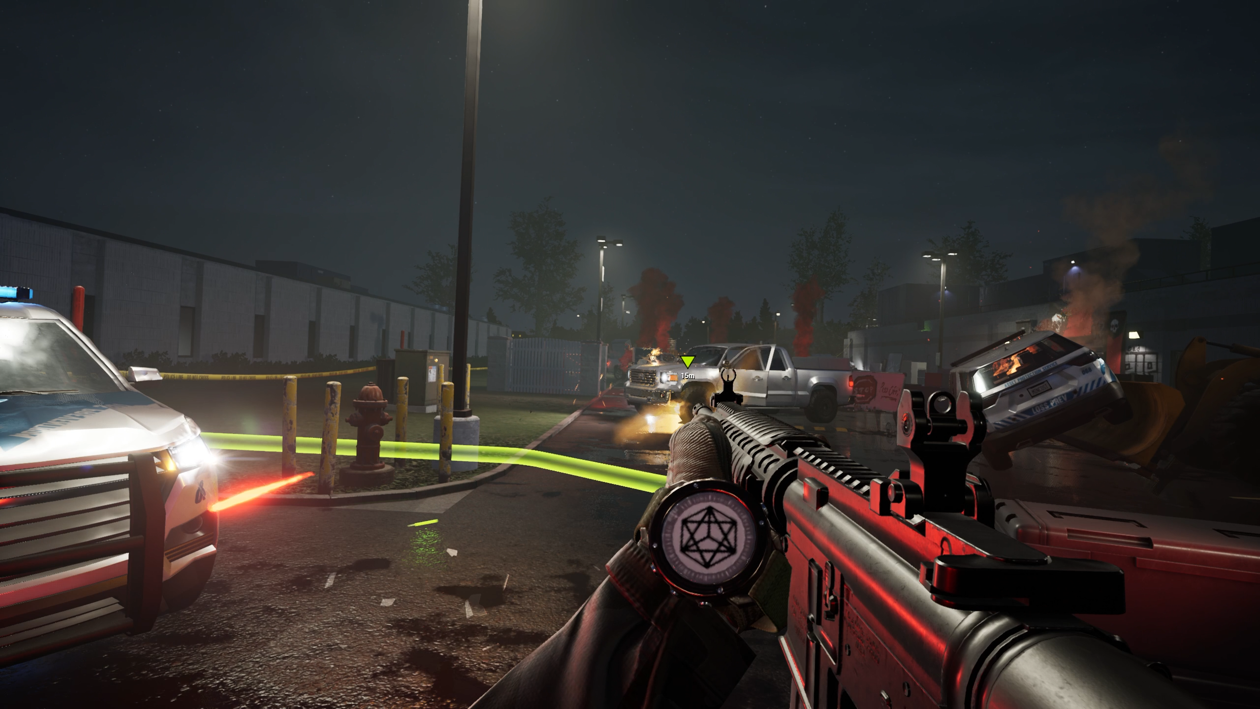 Firing a gun in the parking lot.